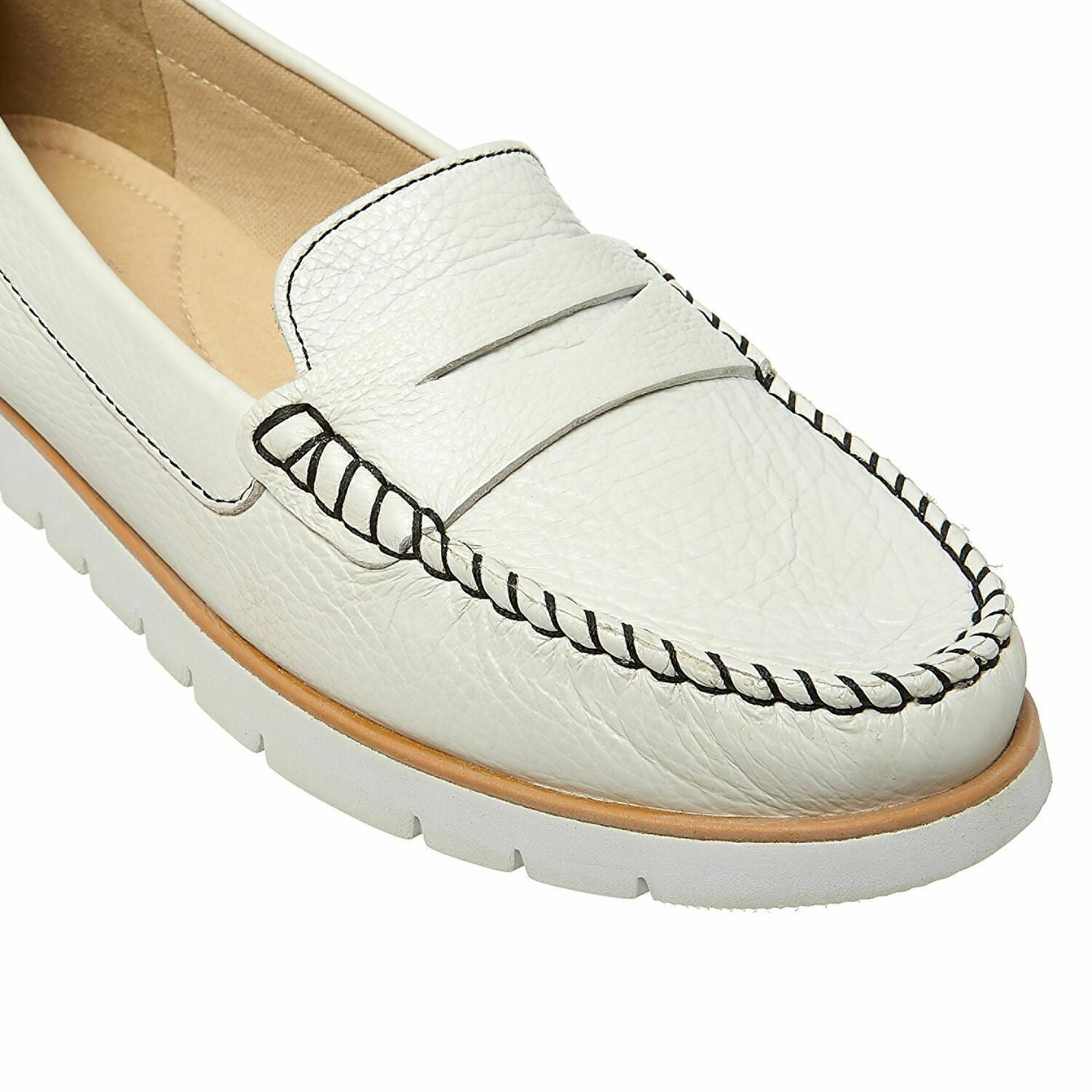 GEOX RESPIRA Women's KOOKEAN Genuine Leather Loafers Shoes Pearl White size UK 7