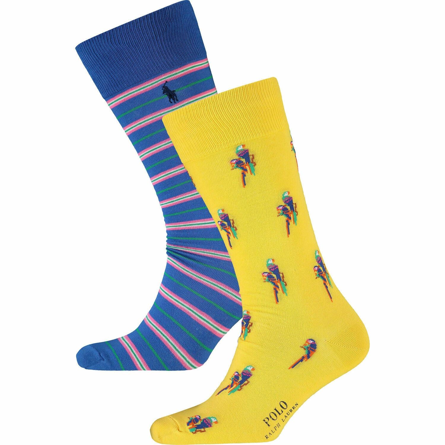 POLO RALPH LAUREN Men's 2-pack High Dress Socks, Blue/Yellow, UK 6.5-11