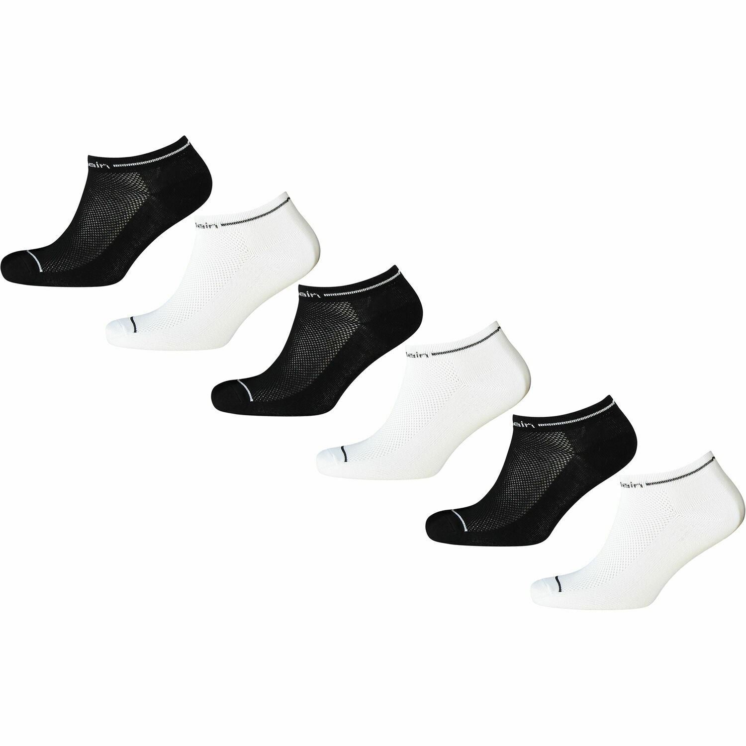 CALVIN KLEIN Women's 6-pk Combed Cotton Trainer Socks, White/Black, UK 4-7