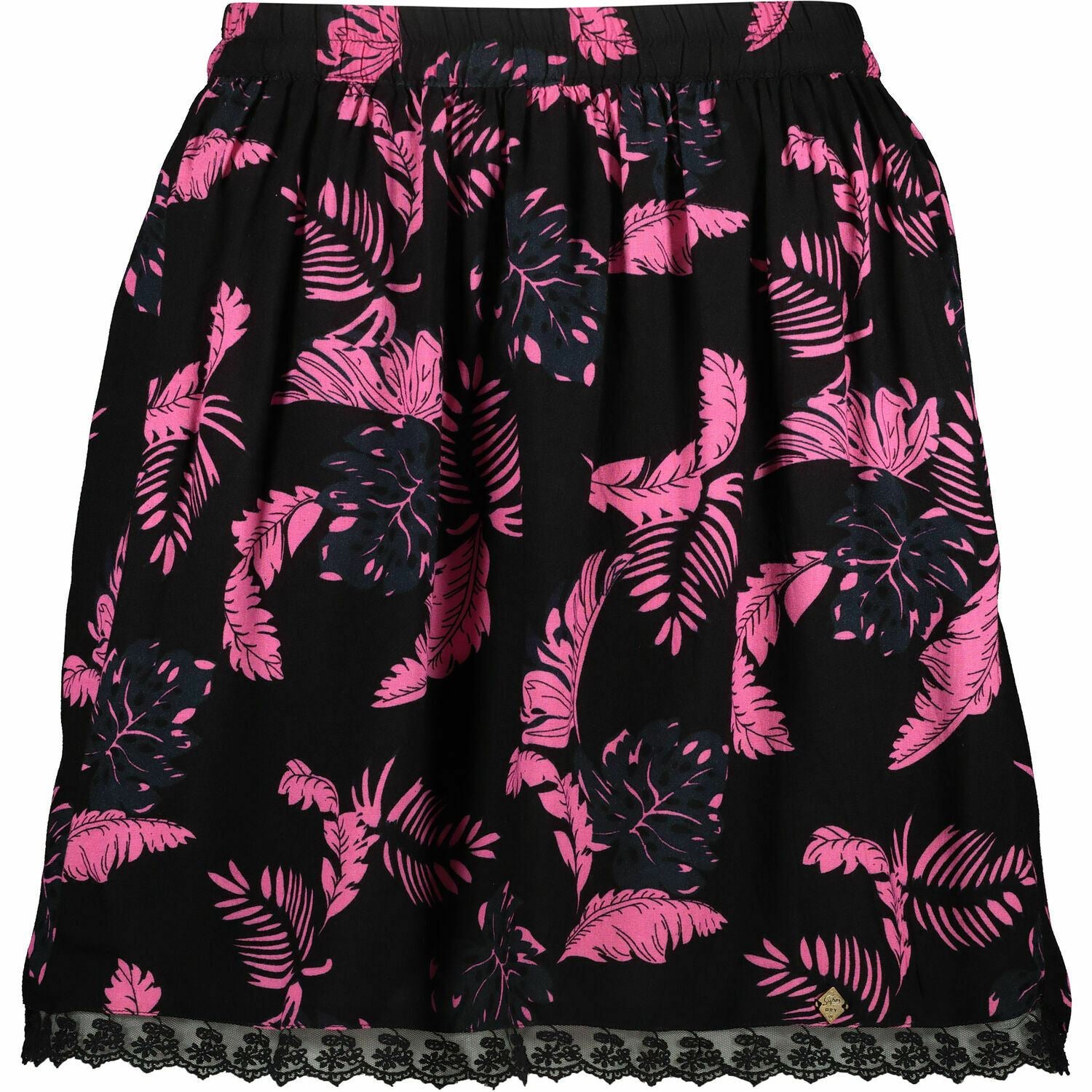 SUPERDRY Women's SERENA DITSY Skirt, Black/Pink Palm Leaf Print, size S / UK 10