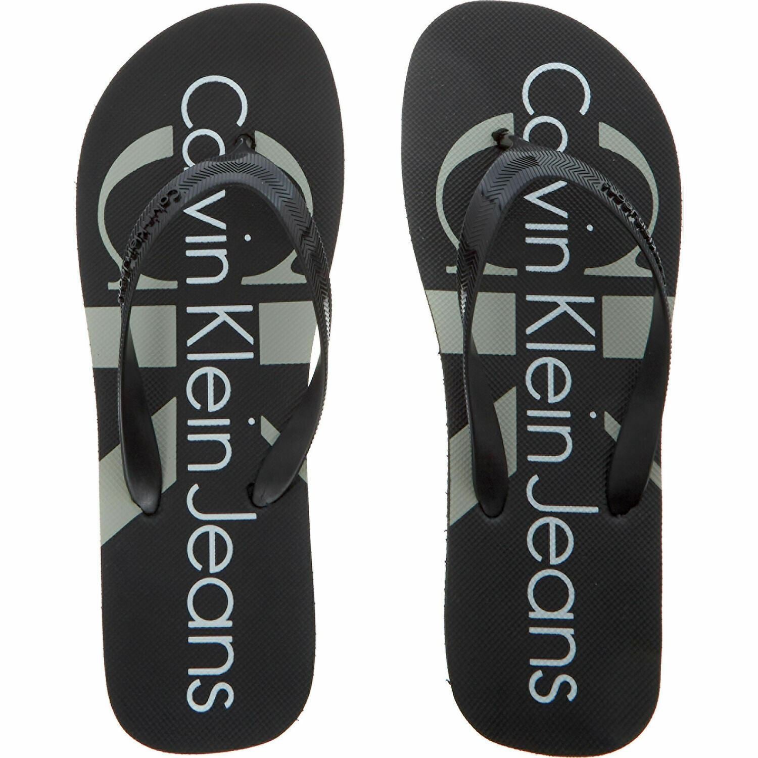 CALVIN KLEIN Men's DASH JELLY Black Flip Flops Beach Sandals, size UK 10 / EU 44