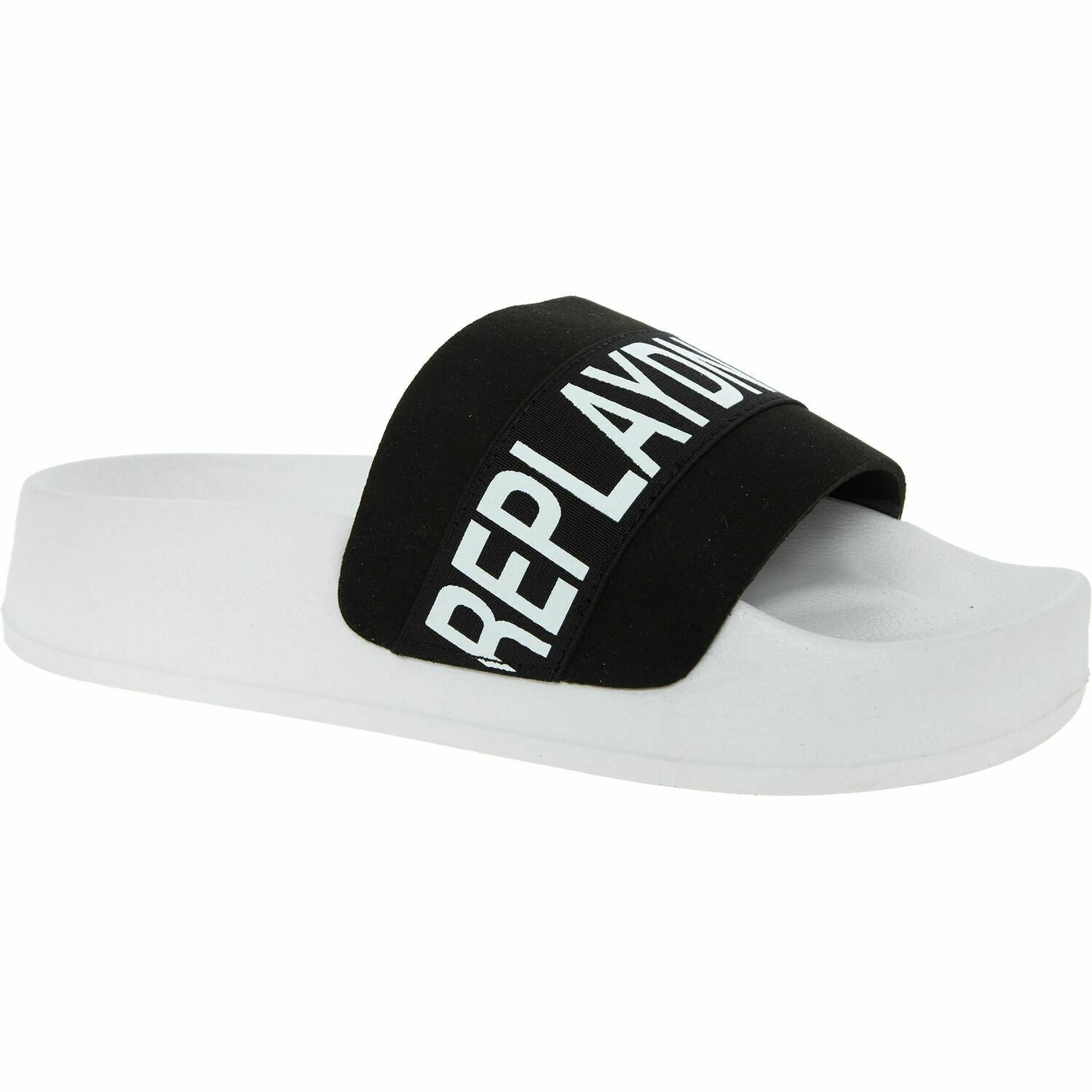 REPLAY Women's Black Logo Sliders, Sandals, size UK 6 / EU 39