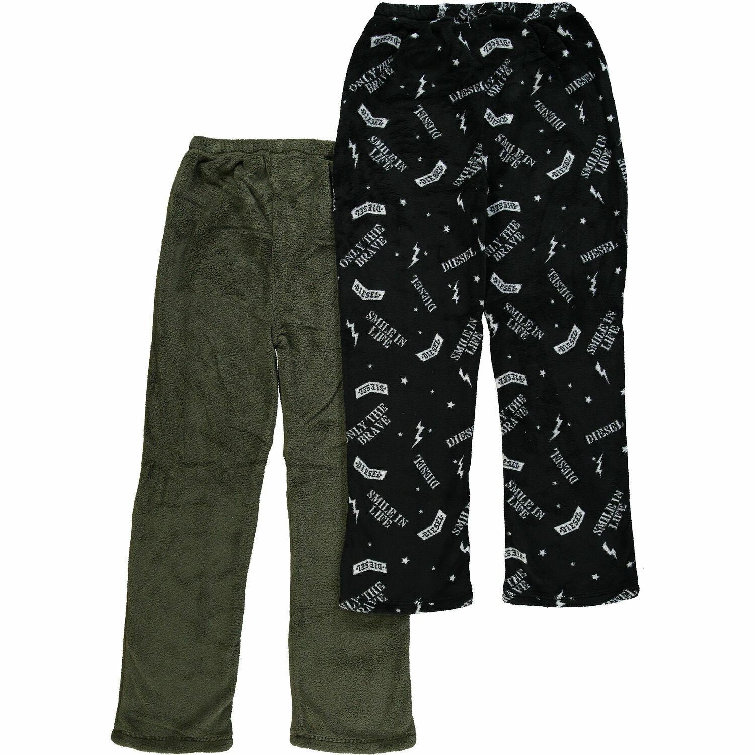 DIESEL 2pk Boys Fleece Lounge Pyjama Trousers Black/Green 14 y /15 y /16 years