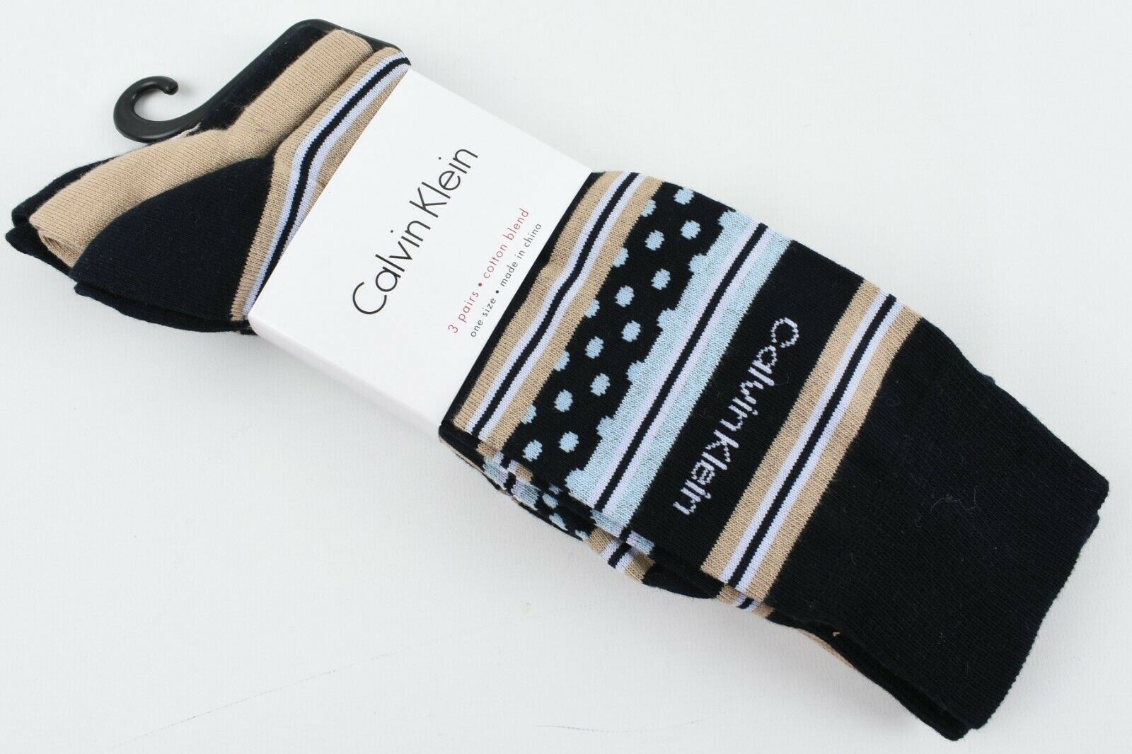 CALVIN KLEIN Men's 3-pack Combed Cotton High Dress Socks, Brown/Navy, UK 6.5-11