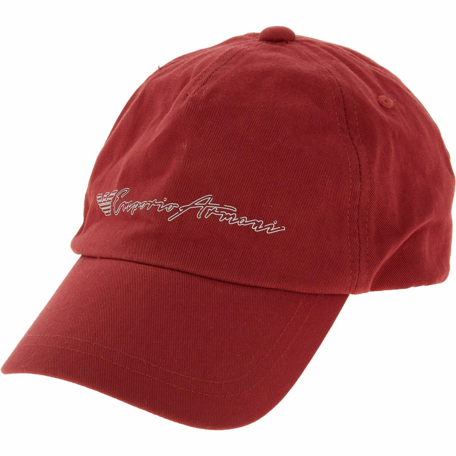 EMPORIO ARMANI Red Canvas Baseball Logo Hat, Cap, Men's /Women's