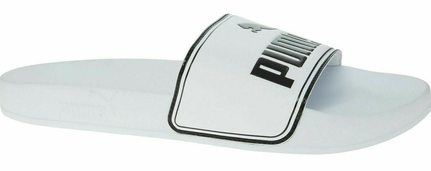 PUMA - LEADCAT Women's Men's White & Black Logo Sliders, Sandals, size UK 6