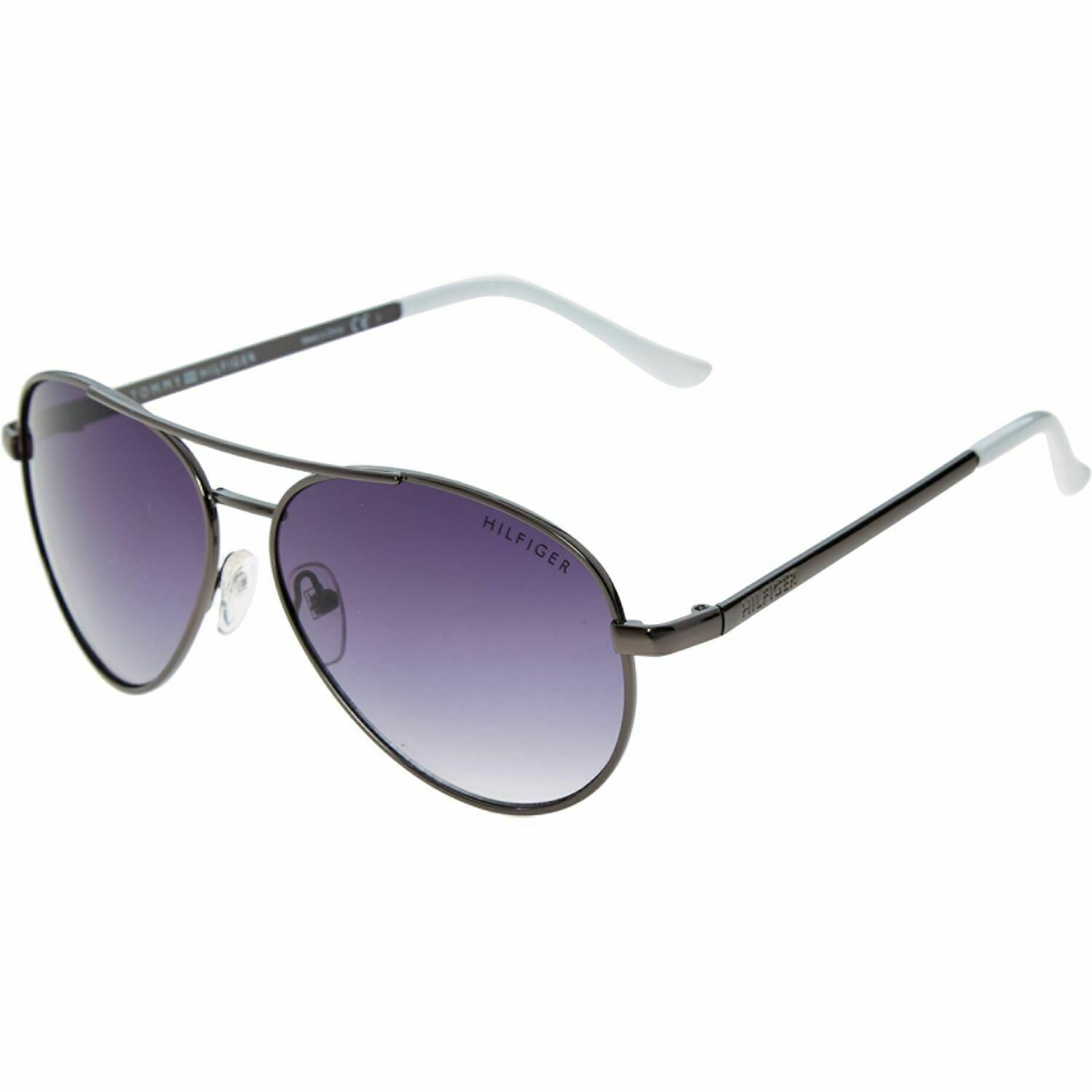 TOMMY HILFIGER - CORA - Women's Black Metal Frame Pilot Style Sunglasses