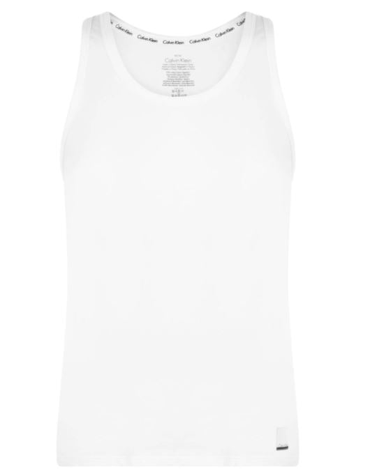 CALVIN KLEIN Men's 2-Pack White Cotton Tank Tops, Vests, size L (42"-44" chest)