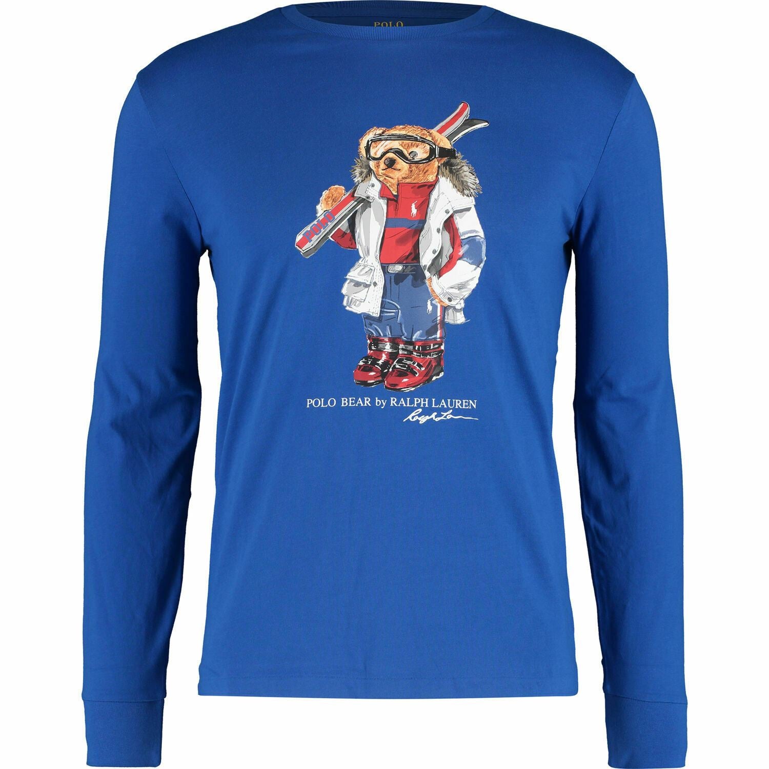 POLO RALPH LAUREN Men's Long Sleeve Graphic Print T-shirt Top, Blue, size S