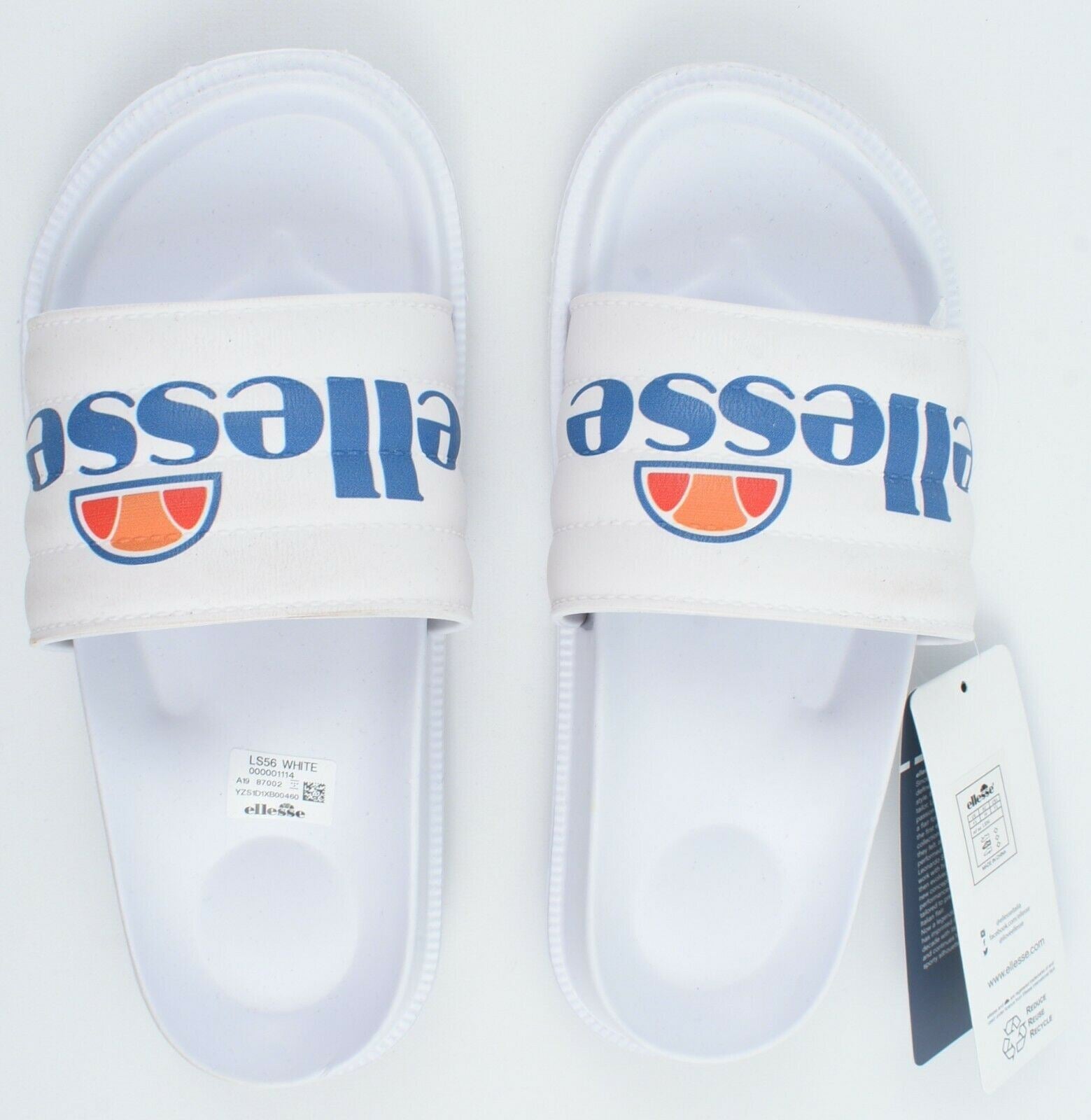 ELLESSE Kids Boys Girls White Sliders Summer Sandals, UK junior 4 /EU 37