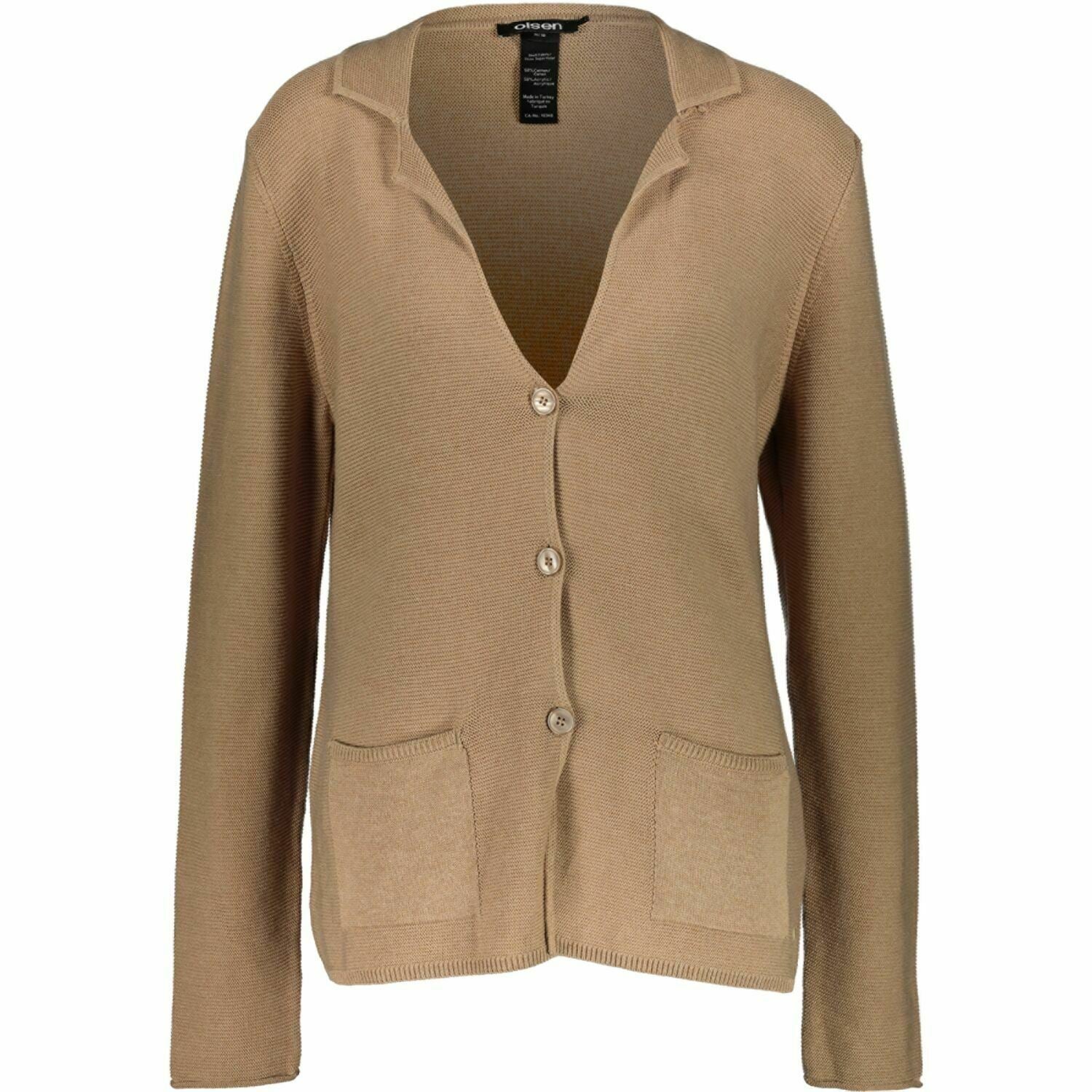 OLSEN Women's Button Up Cardigan, Tan Brown, size M to size L (M/L)