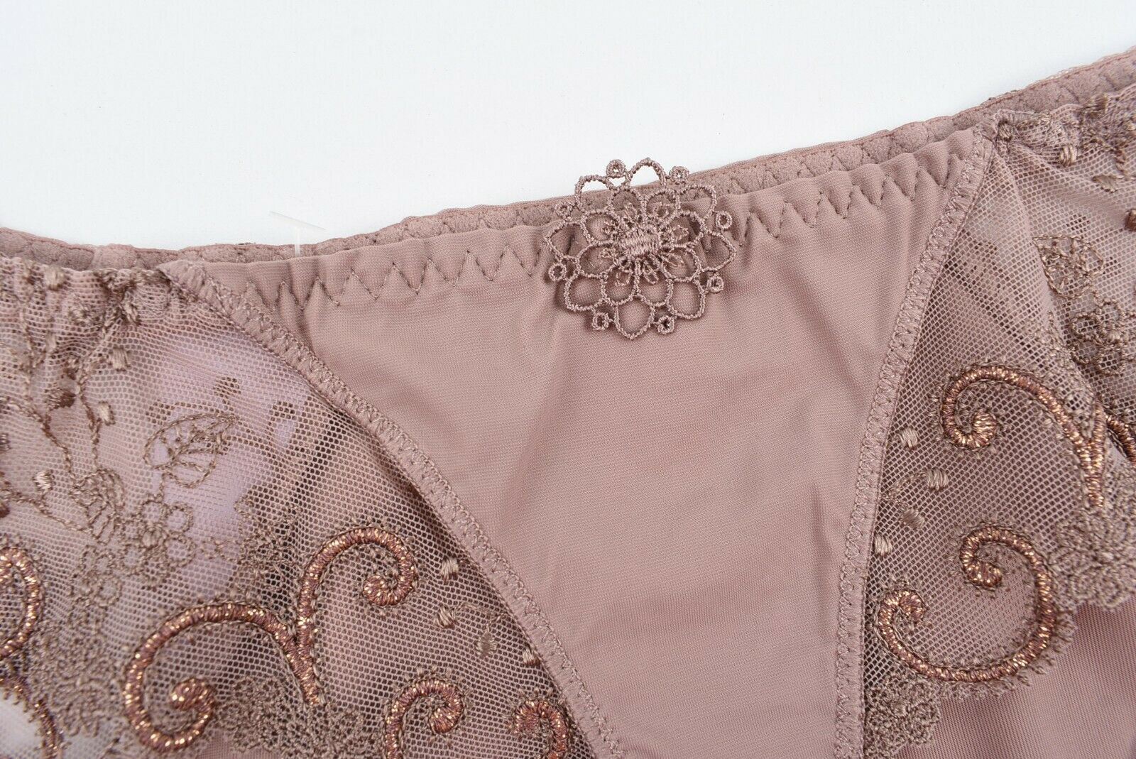 SIMONE PERELE Women's Lace Detail THONGS Knickers Taupe Brown, size M