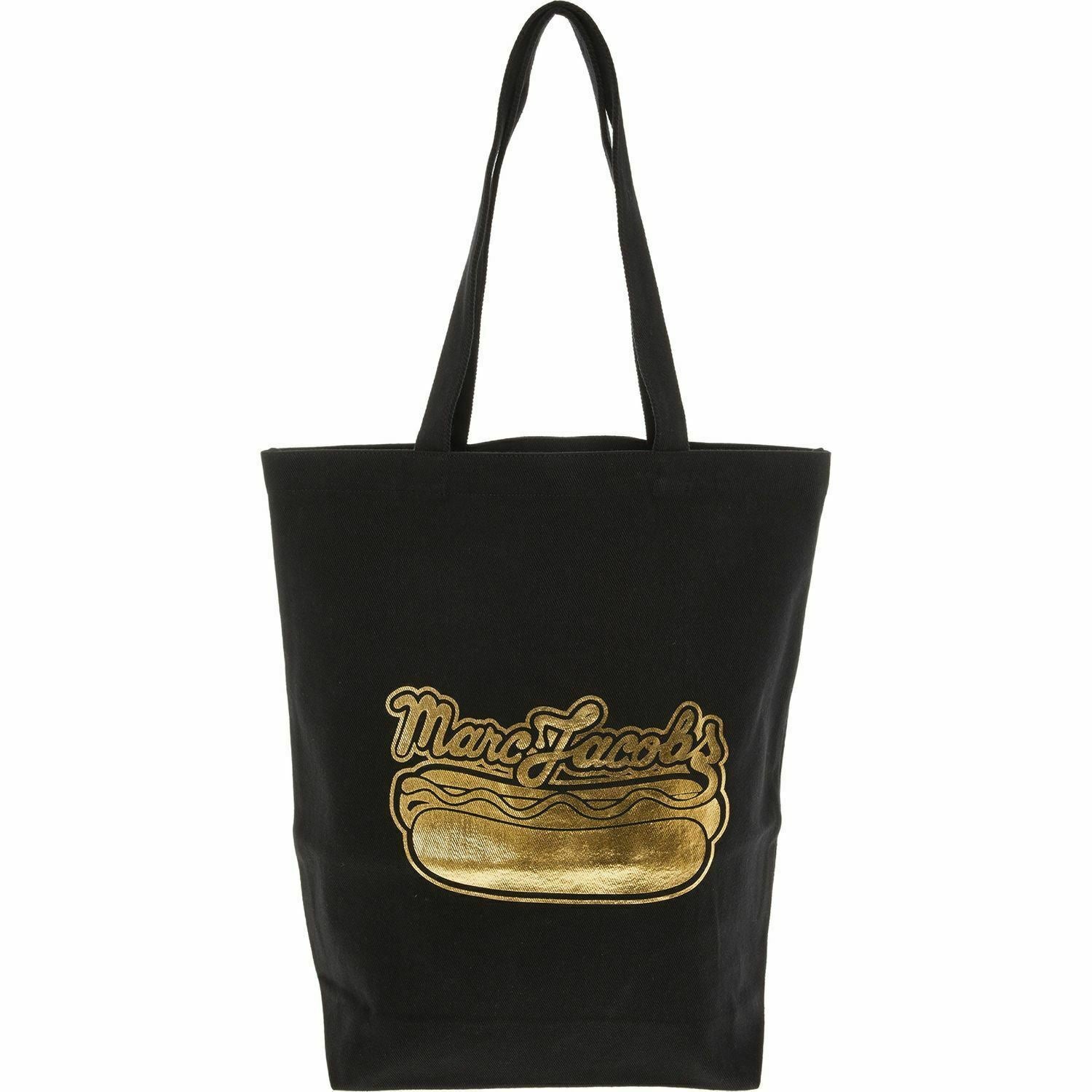 MARC JACOBS Women's Black & Gold Canvas Shoulder Bag Beach Bag, 38x40 cm