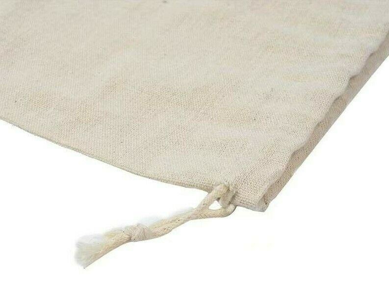 8x Natural Linen Jute Drawstring Bags Xmas Gift Pouch Wedding Favour 19x29cm