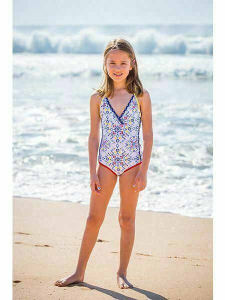 Platypus Australia Girls UPF50+ Kaleidoscope Race Swimsuit size 3 y to 4 years