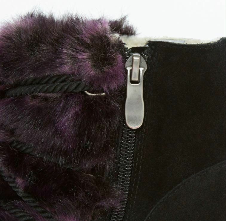 SO QUEEN Women's Purple Faux Fur and LEATHER Giovanna Boots - UK 5 UK 6