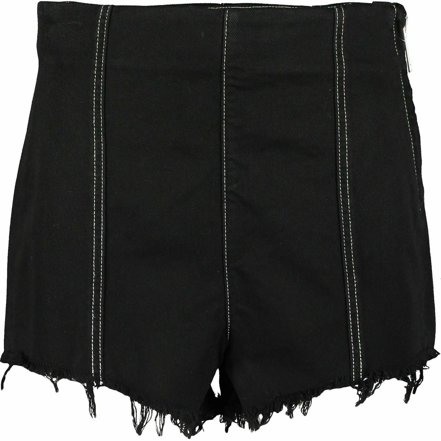 MSGM Women's High Waisted Denim Shorts, Black, size UK 6 / IT 38