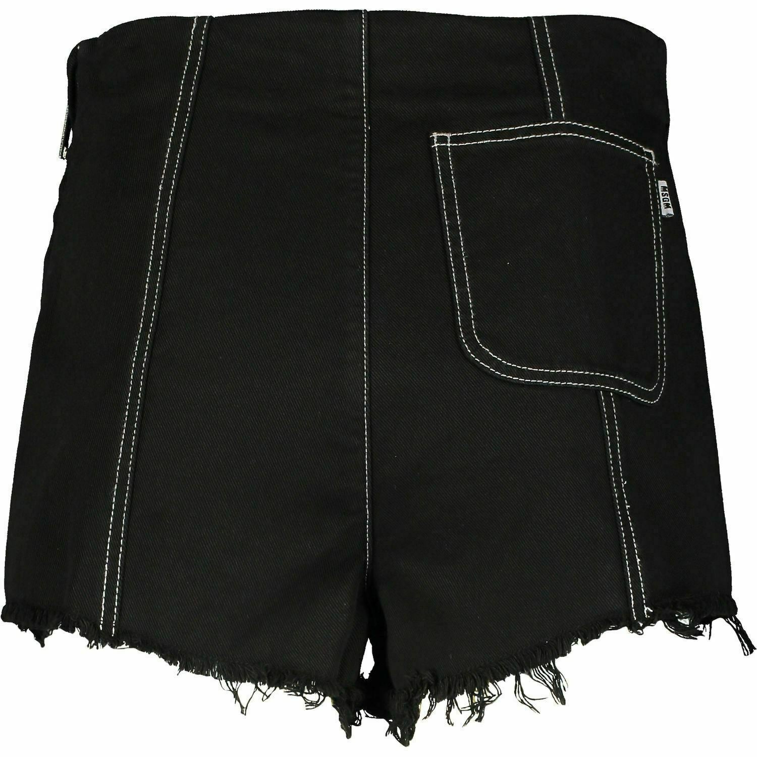 MSGM Women's High Waisted Denim Shorts, Black, size UK 6 / IT 38