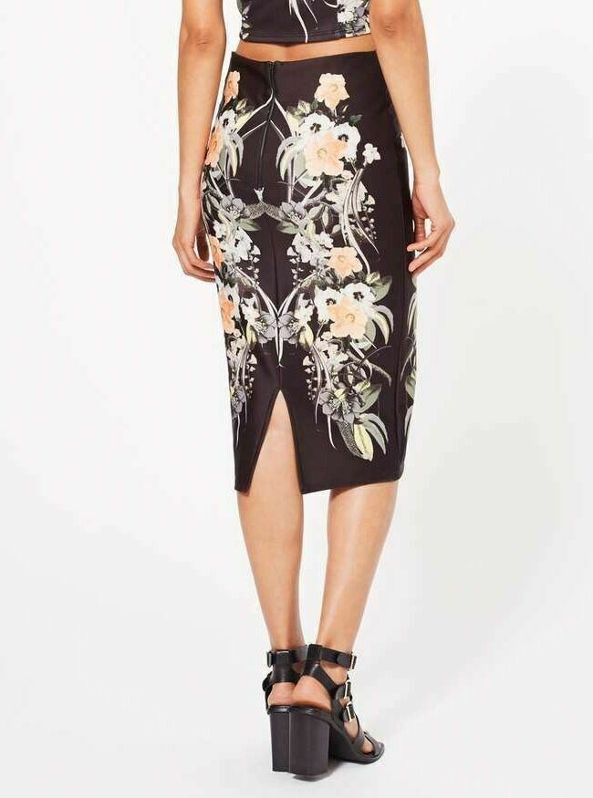 MISS SELFRIDGE Women's Black Tropical Pencil Skirt size UK 4