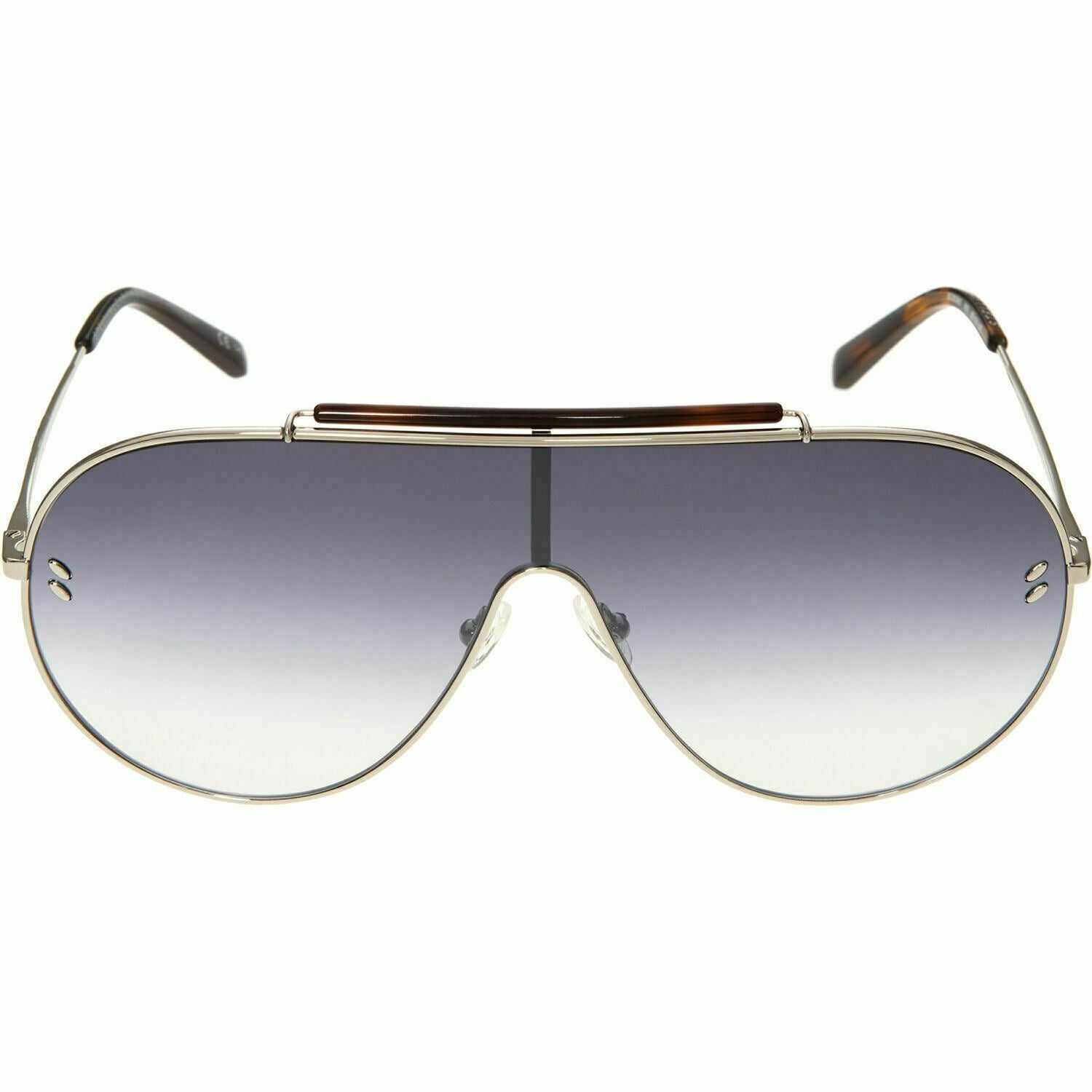 Stella McCartney Women's Silver Tone Shield Aviation Sunglasses, With Pouch