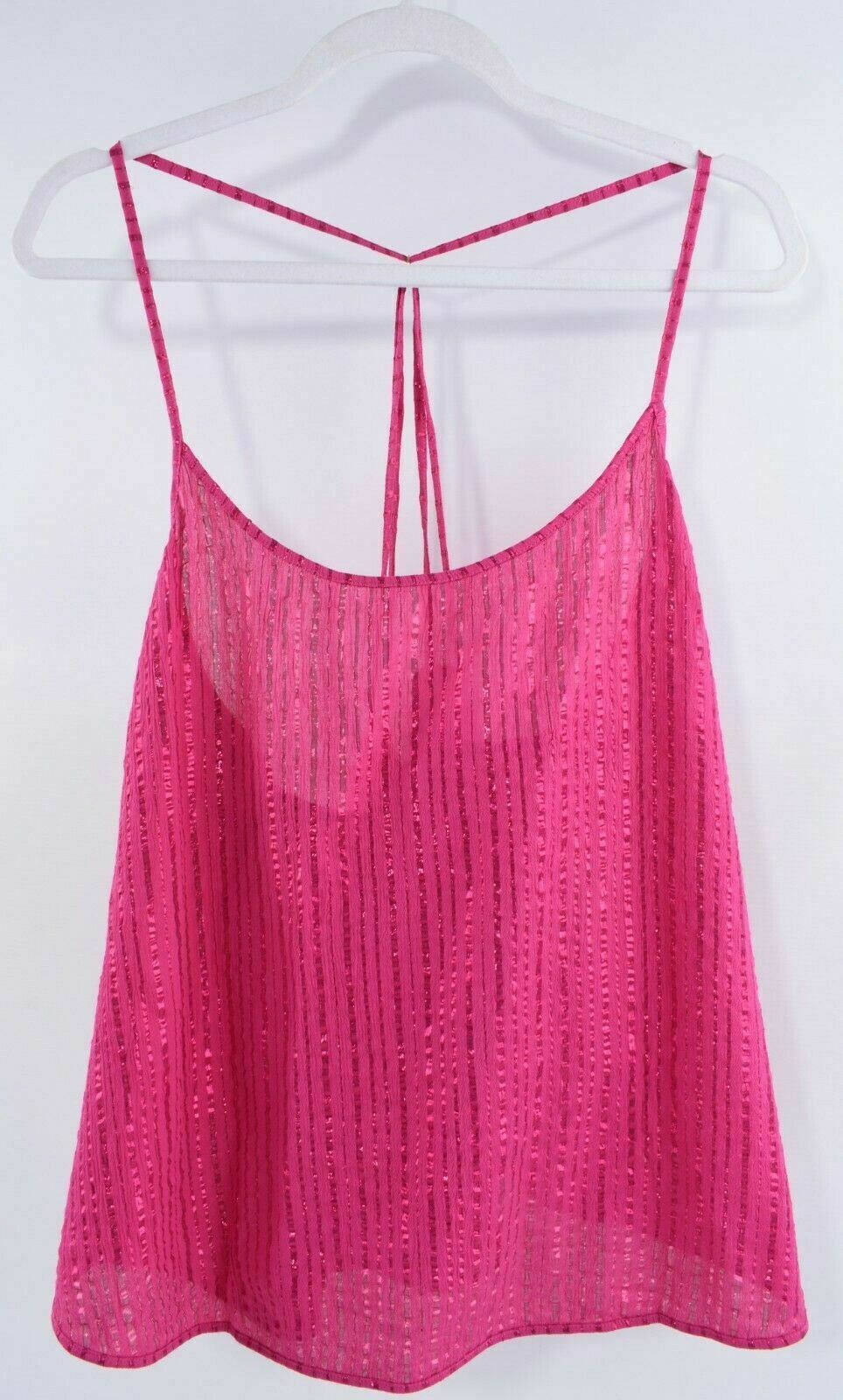 VICTORIA'S SECRET Women's Pink Camisole, Metallic Stripes, size XL