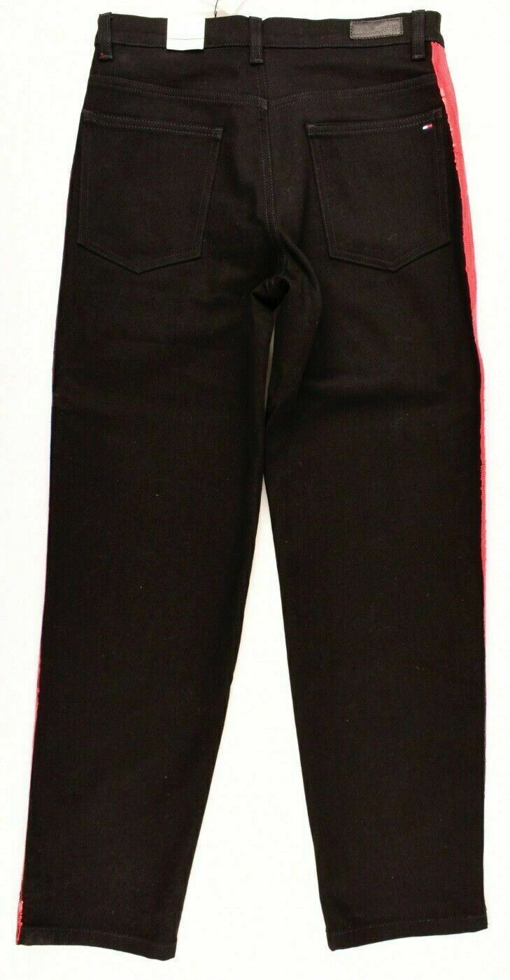 TOMMY HILFIGER x GIGI HADID Women's Black Jeans with Red Sequin Stripes, W27 L32