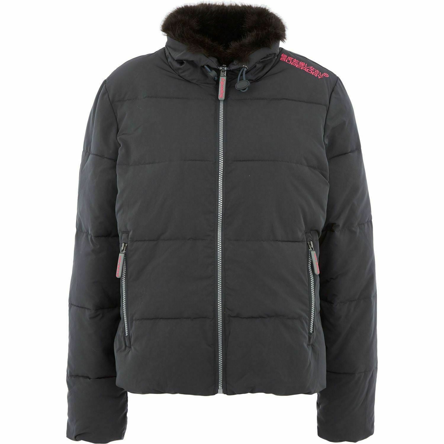 SUPERDRY Women's Black & Pink Padded Jacket, size Medium