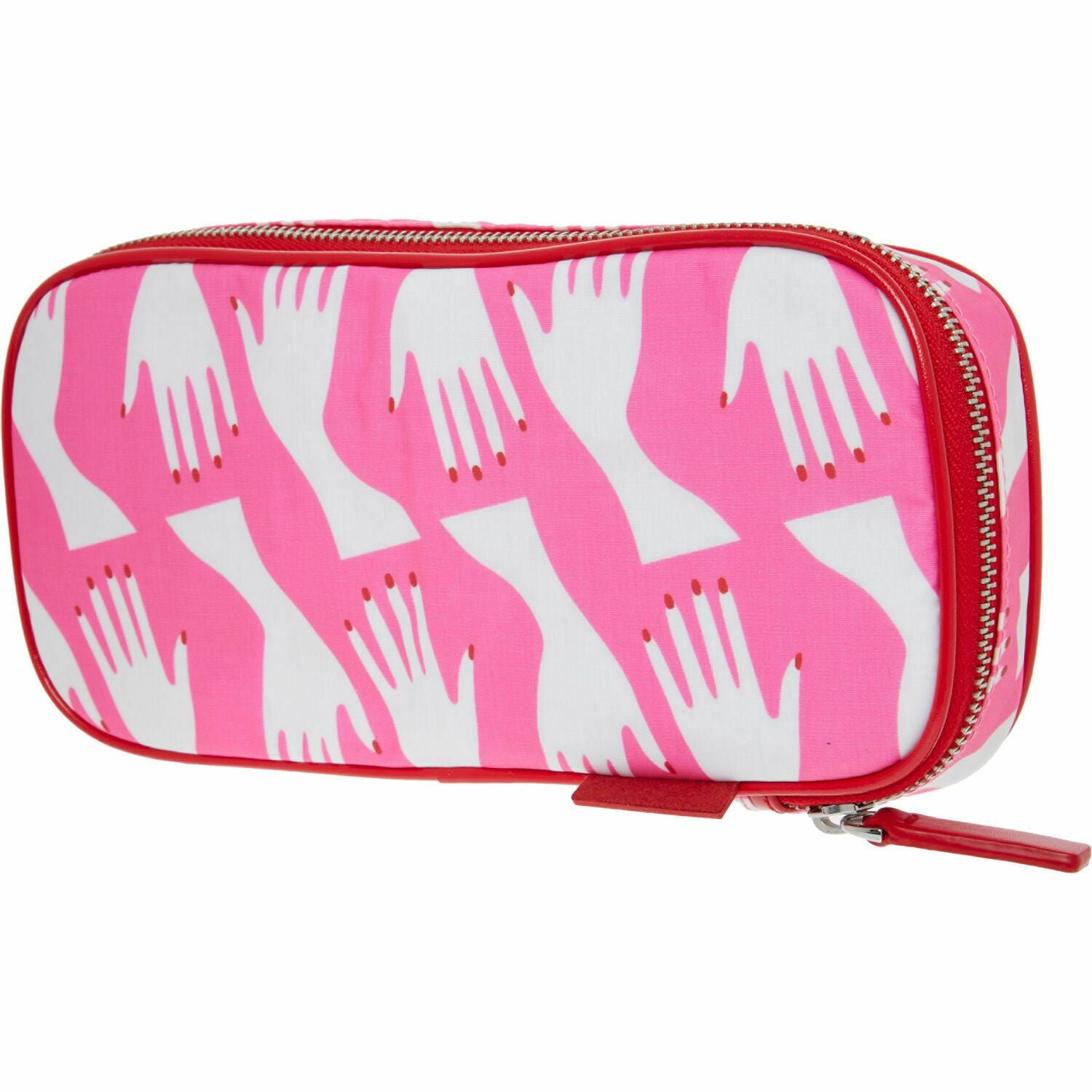 LULU GUINNESS Hug Print Women's Cosmetic Case Make-Up Bag, Peony Pink