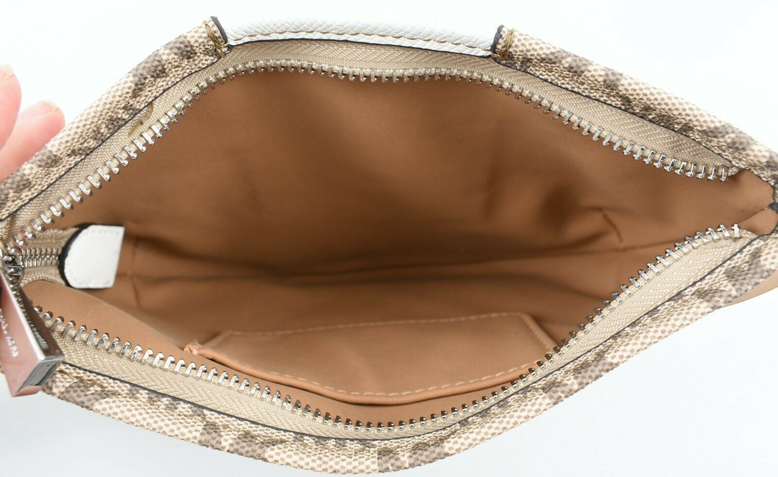 MICHAEL KORS Women's Monogram Print Bum Bag, Khaki/White, belt size S to size M