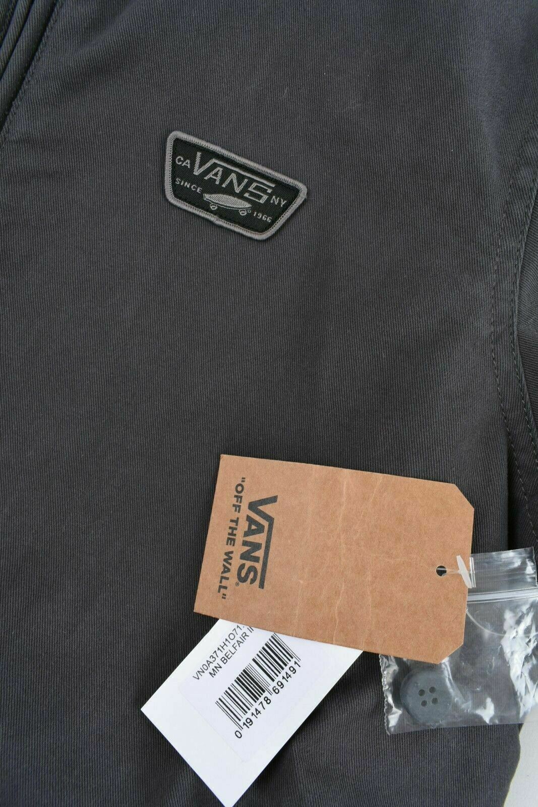 VANS Men's BELFAIR II Jacket, Cotton Brushed Twill, Asphalt Grey, size XS