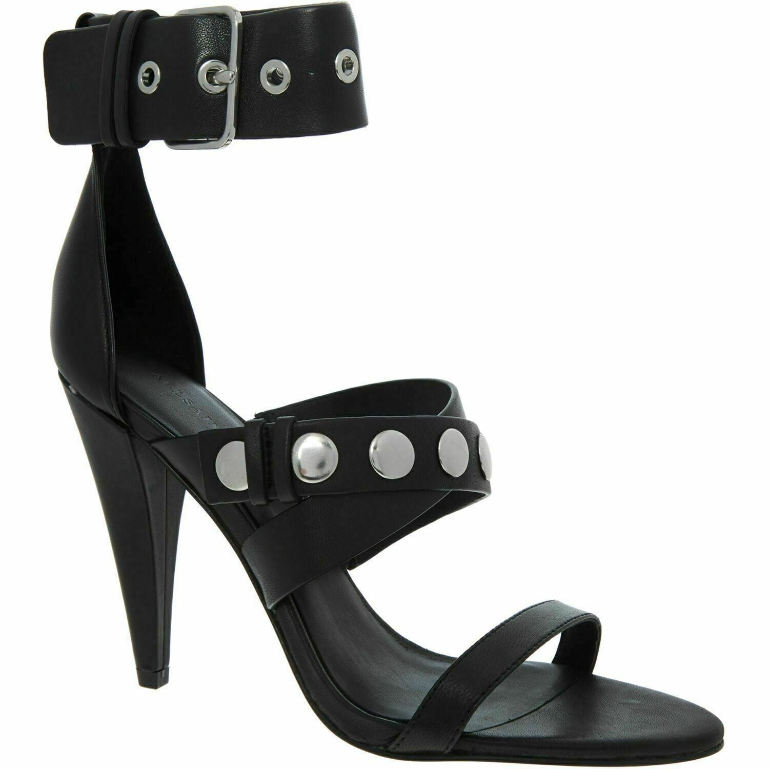 ALLSAINTS Women's MANON Genuine Leather High Heel Strap Sandals, Black UK 6