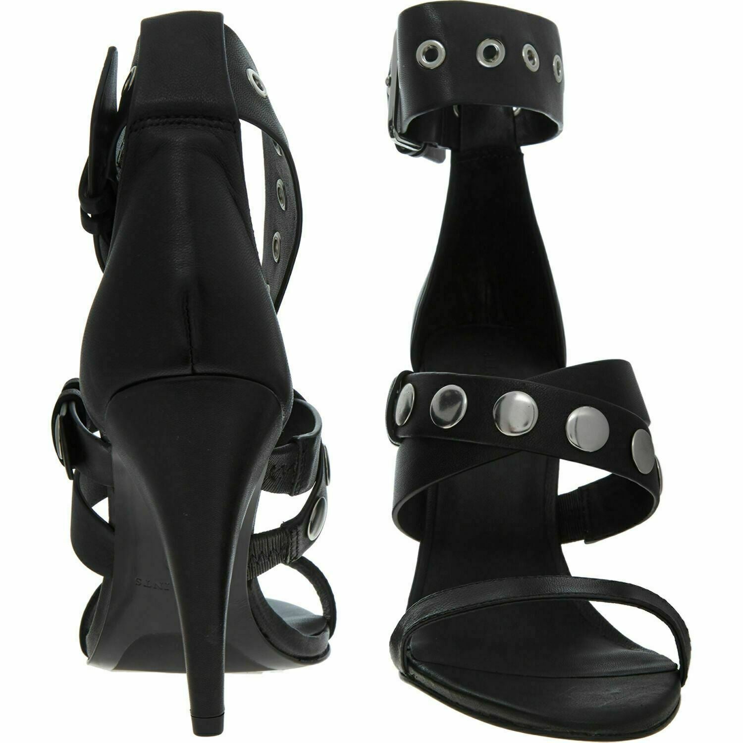 ALLSAINTS Women's MANON Genuine Leather High Heel Strap Sandals, Black UK 6