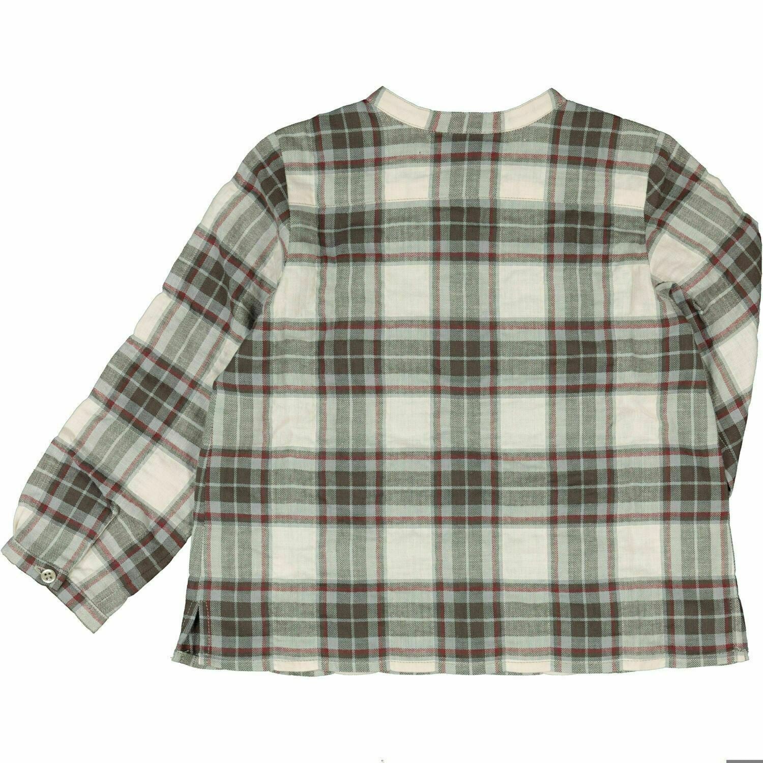 BONPOINT Baby Girls' Long Sleeve Checked Shirt Top, White/Red/Grey, 6 months