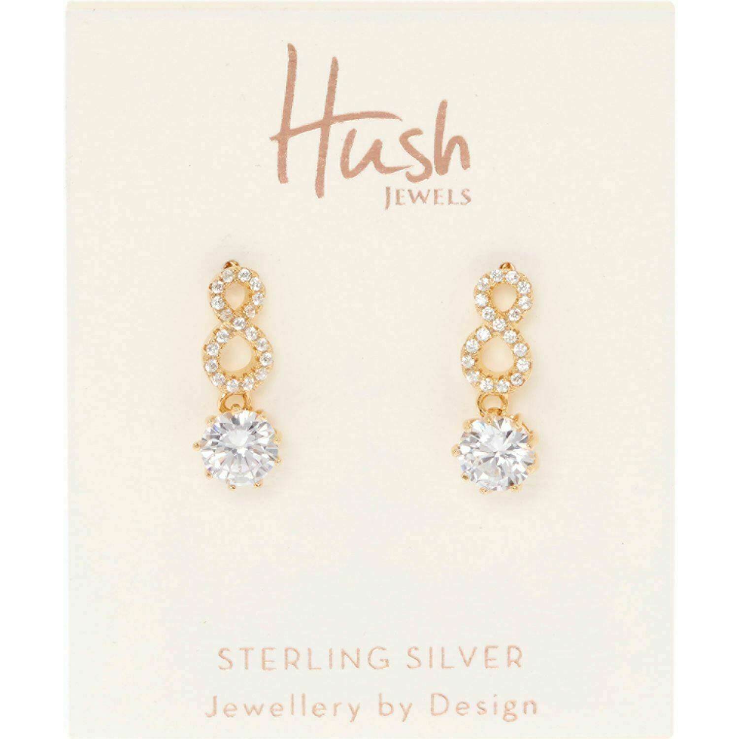 HUSH Women's Gold Tone Sterling Silver Infinity Drop Earrings rrp £41.99