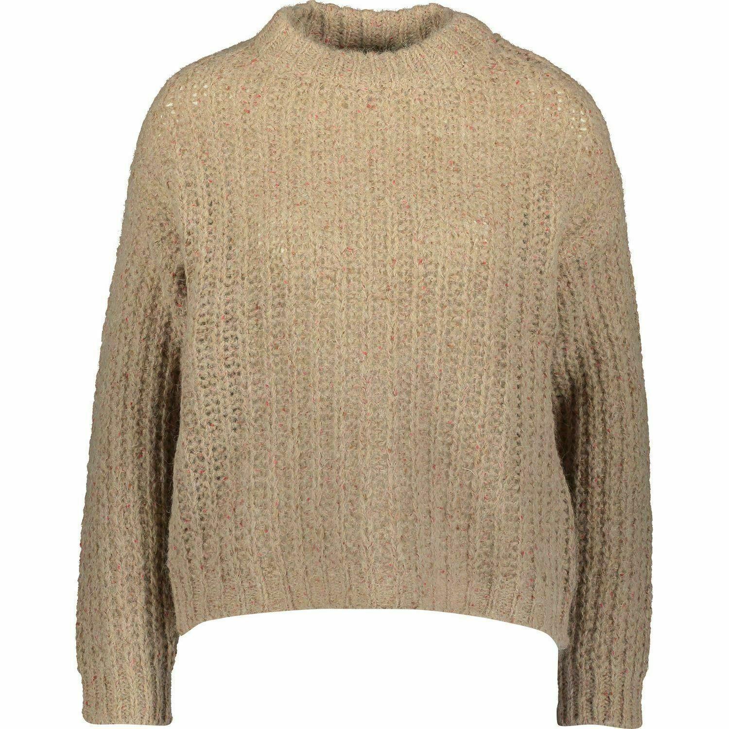 BARTOLINI Women's Knitted Cropped Jumper, Brown with Pink Speckles, size L