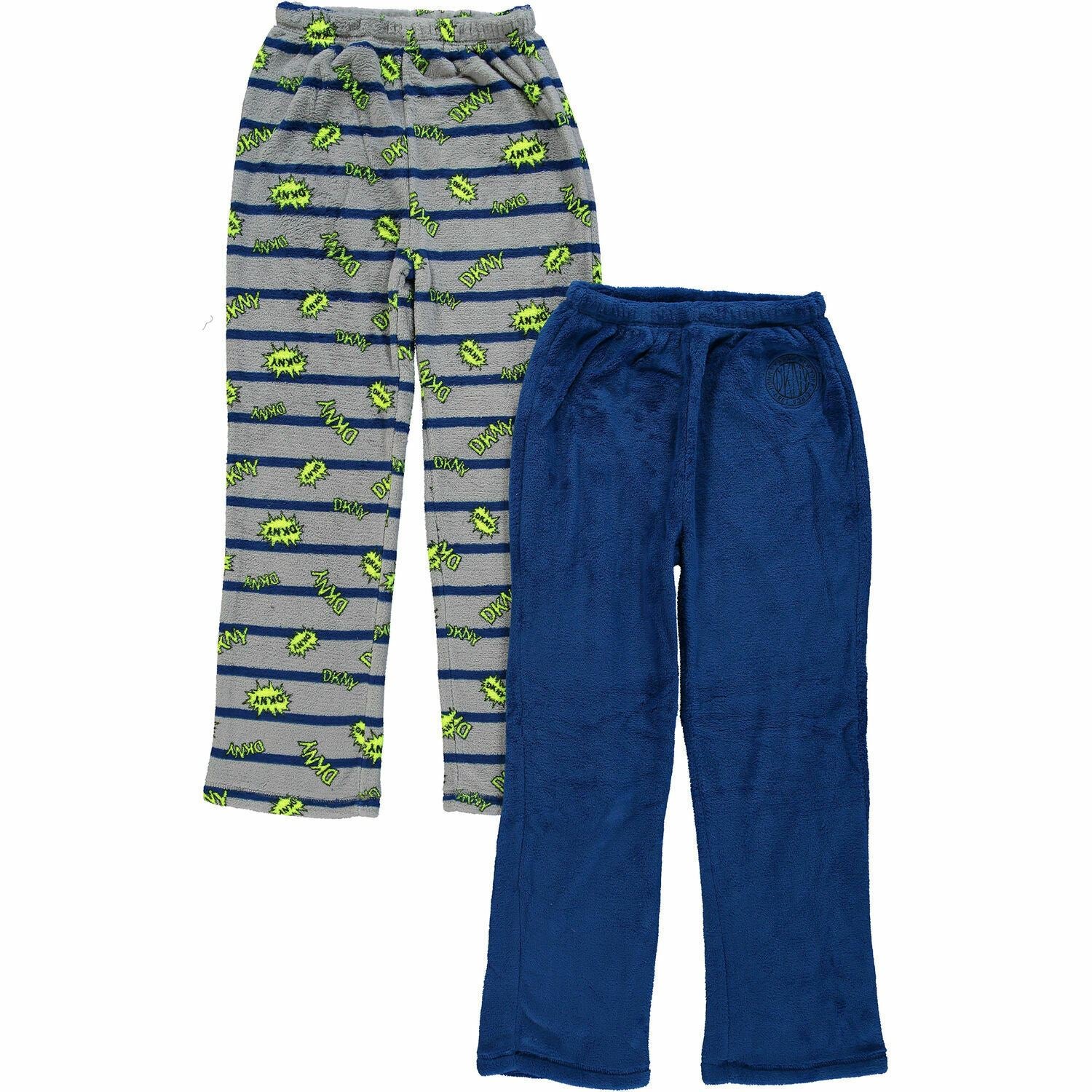 DKNY 2-pk Boys Plush Fleece Loungwear Pyjama Trousers Joggers Blue/Grey 8 years