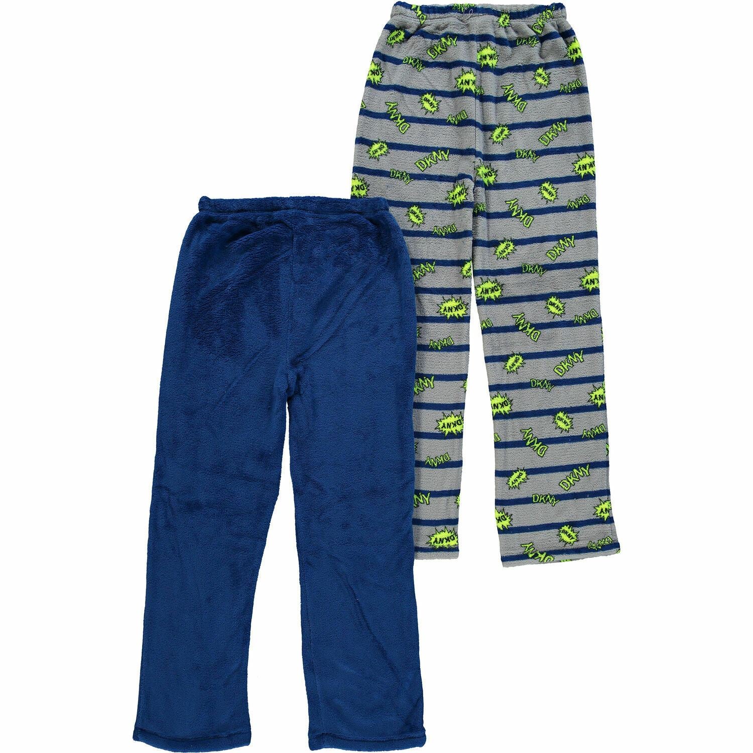 DKNY 2-pk Boys Plush Fleece Loungwear Pyjama Trousers Joggers Blue/Grey 8 years