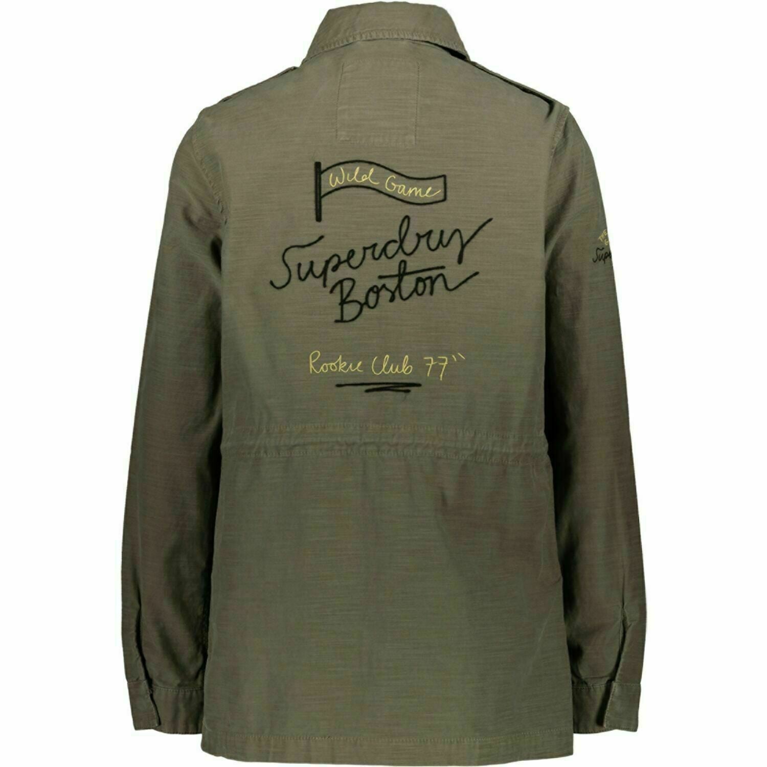 Women's Superdry Slub 4 Pocket Rookie Jacket, Khaki Green, size M UK 12 RRP £74