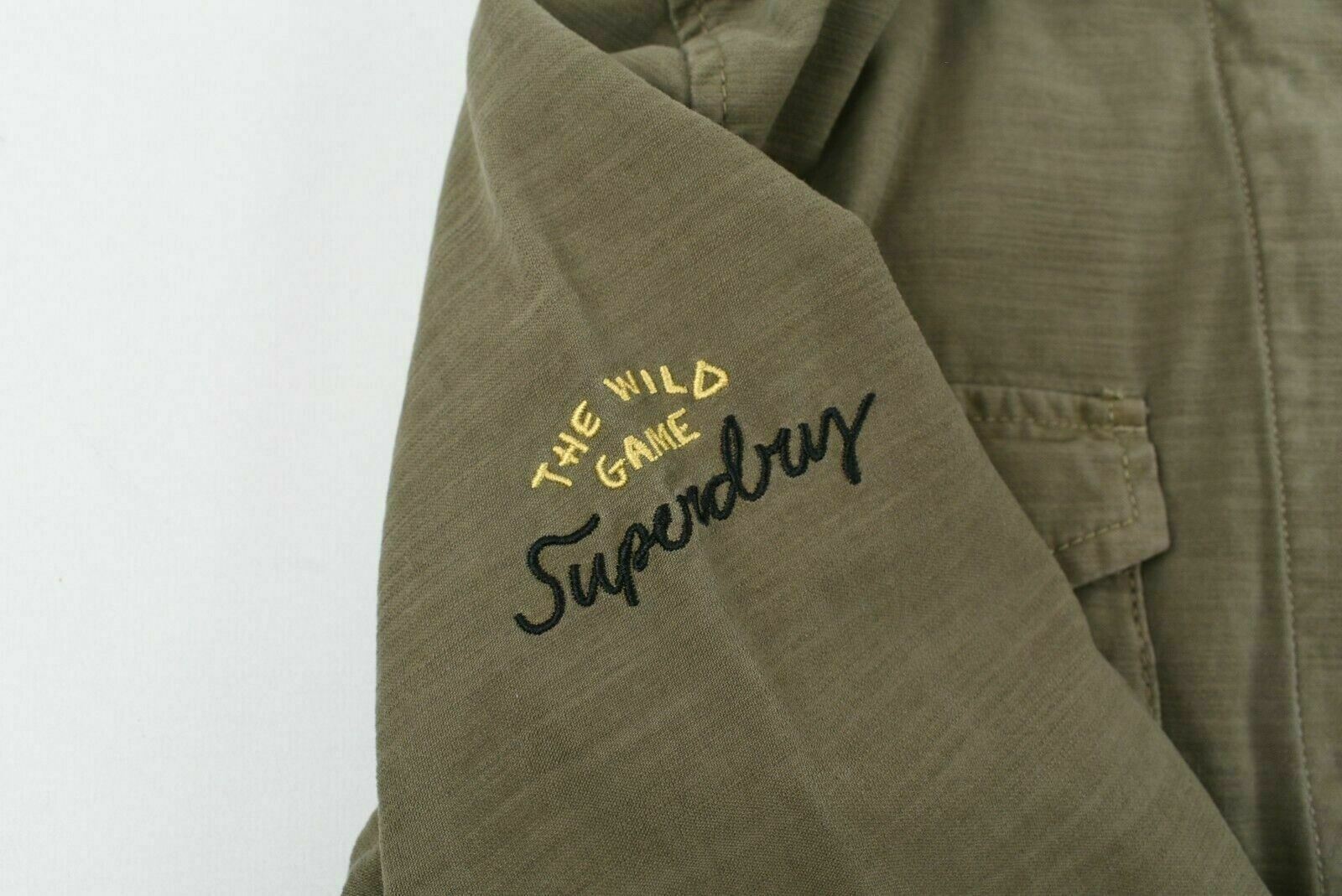 Women's Superdry Slub 4 Pocket Rookie Jacket, Khaki Green, size M UK 12 RRP £74