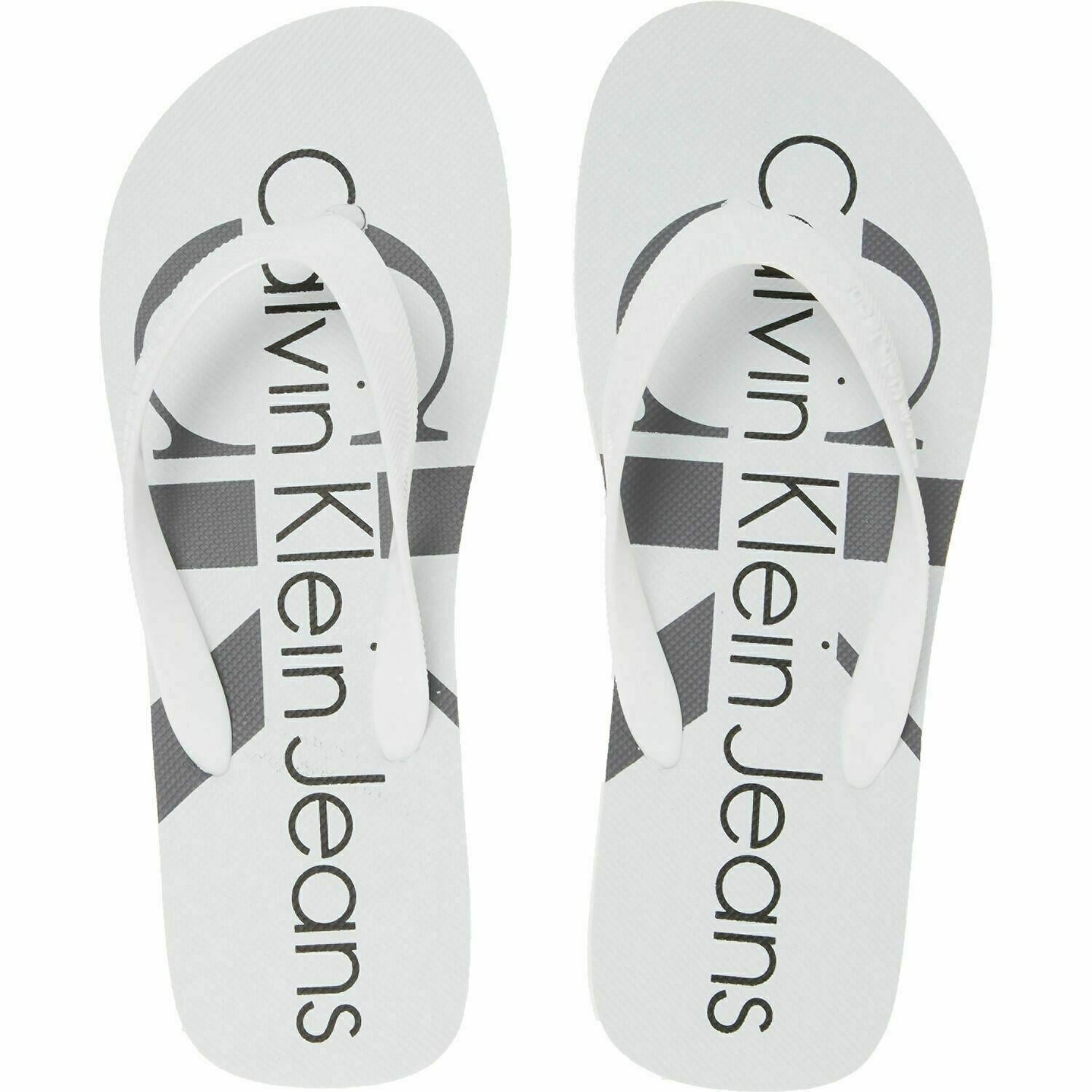 CALVIN KLEIN Men's DASH JELLY White Flip Flops Beach Sandals, size UK 7 / EU 41
