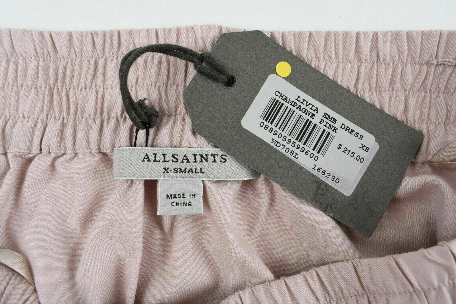 ALLSAINTS Women's LIVIA Bardot Neckline Dress, Champagne Pink, size XS / UK 8