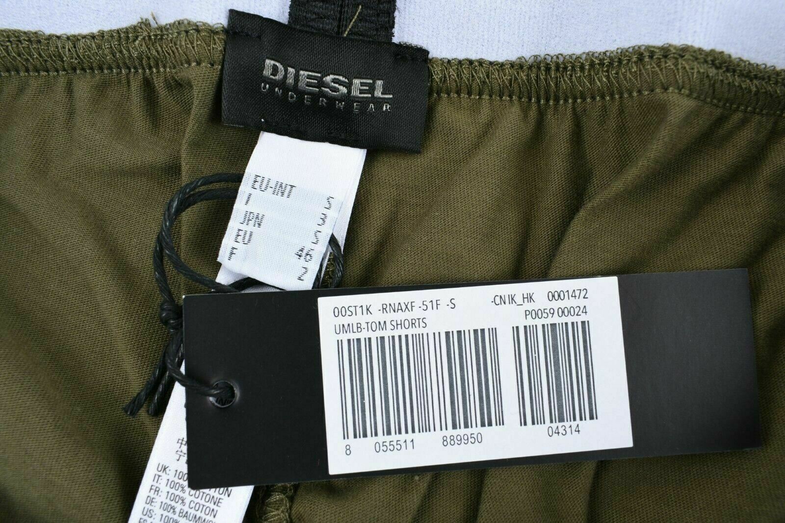 DIESEL Men's TOM Lounge Shorts, Khaki Green, size SMALL