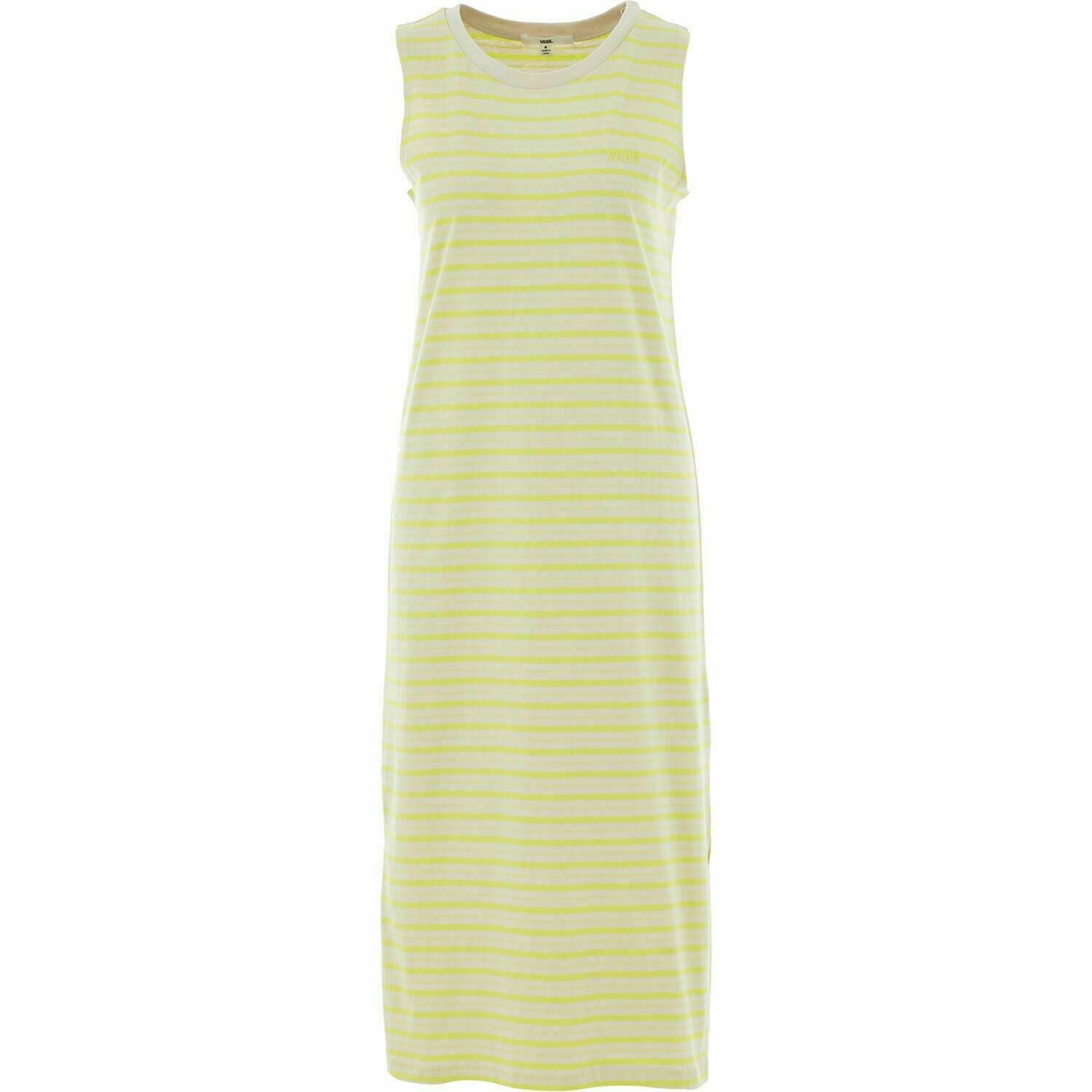 VANS Women's Mini Check Jersey Dress, Midi Length, Lemon Tonic, size M