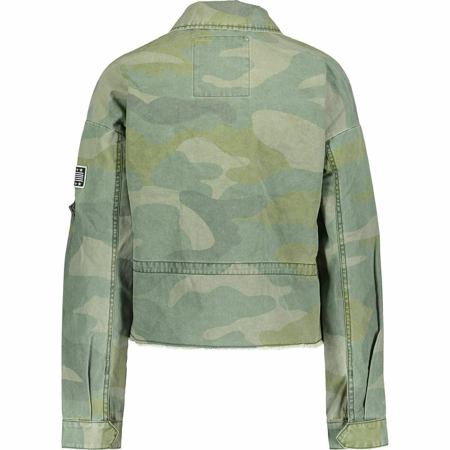 SUPERDRY Women's Crop Utility Jacket, Washed Green Camo, size L / UK 14