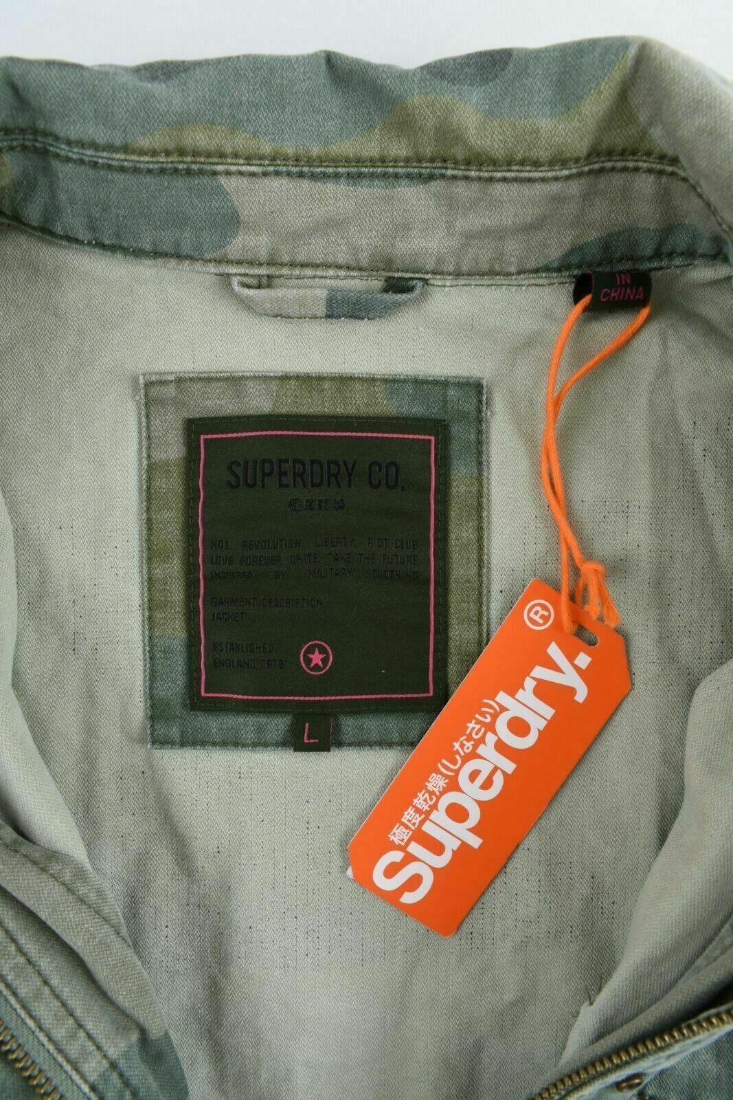 SUPERDRY Women's Crop Utility Jacket, Washed Green Camo, size L / UK 14