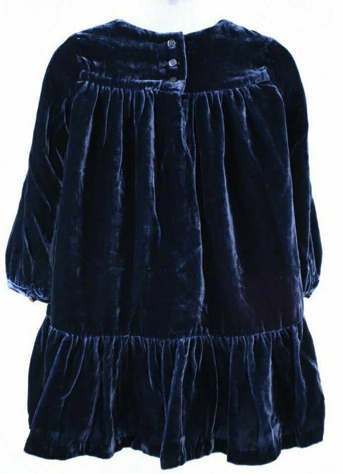 RALPH LAUREN Baby Girls' Blue Velvet Occasion Dress 9 m /12 m /18 m /24 months