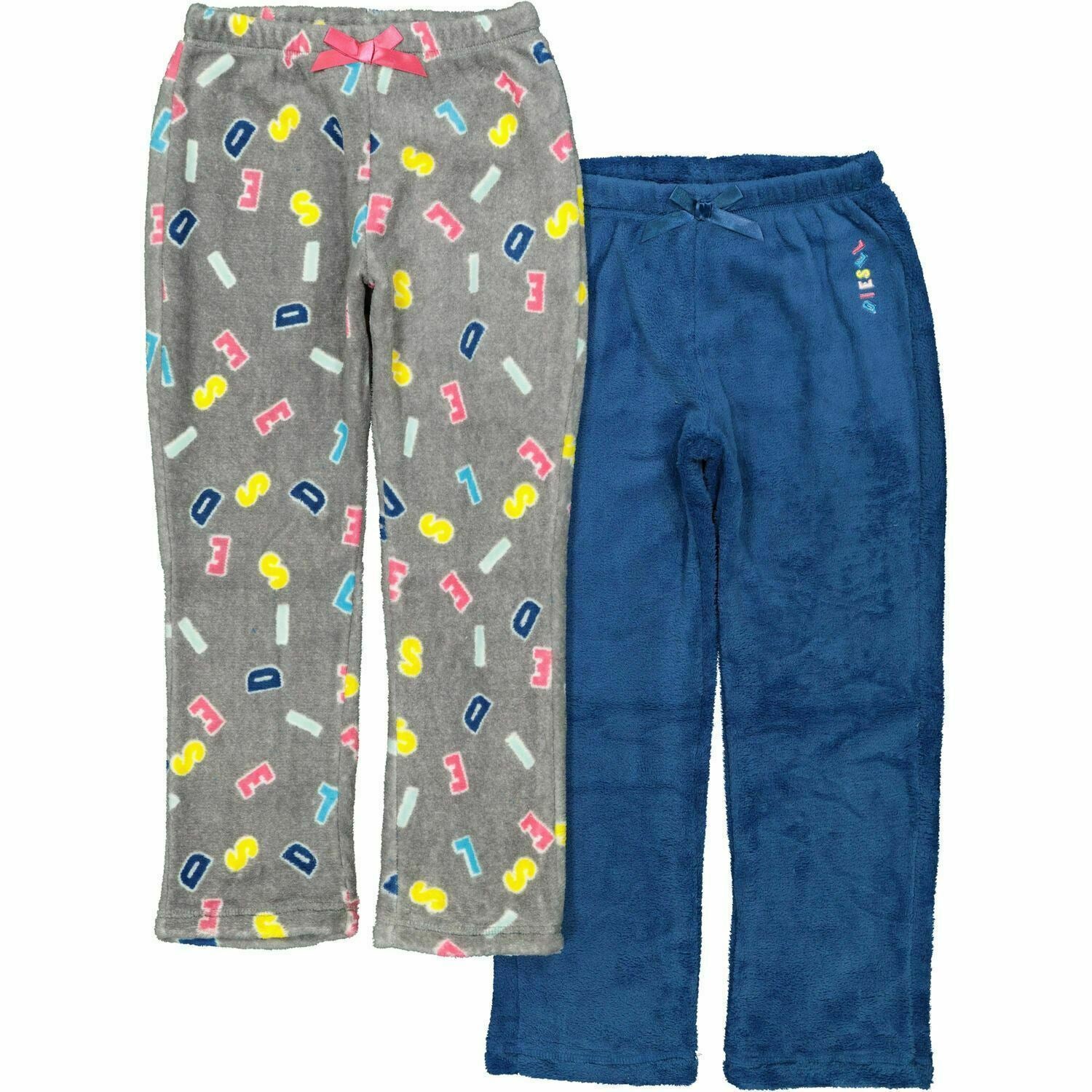DIESEL 2pk Girls Fleece Loungewear Pants Pyjama Bottoms Joggers Blue/Grey 7 yrs