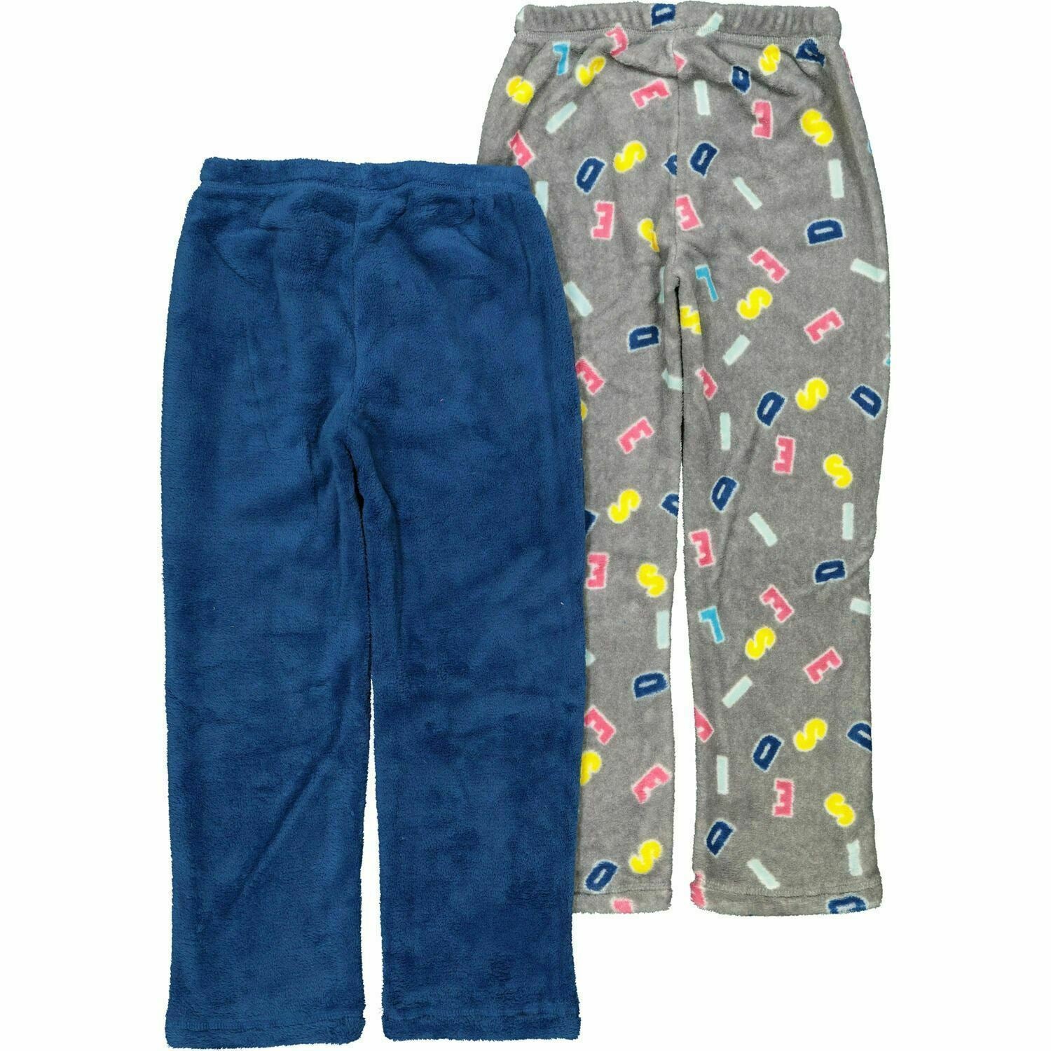DIESEL 2pk Girls Fleece Loungewear Pants Pyjama Bottoms Joggers Blue/Grey 7 yrs