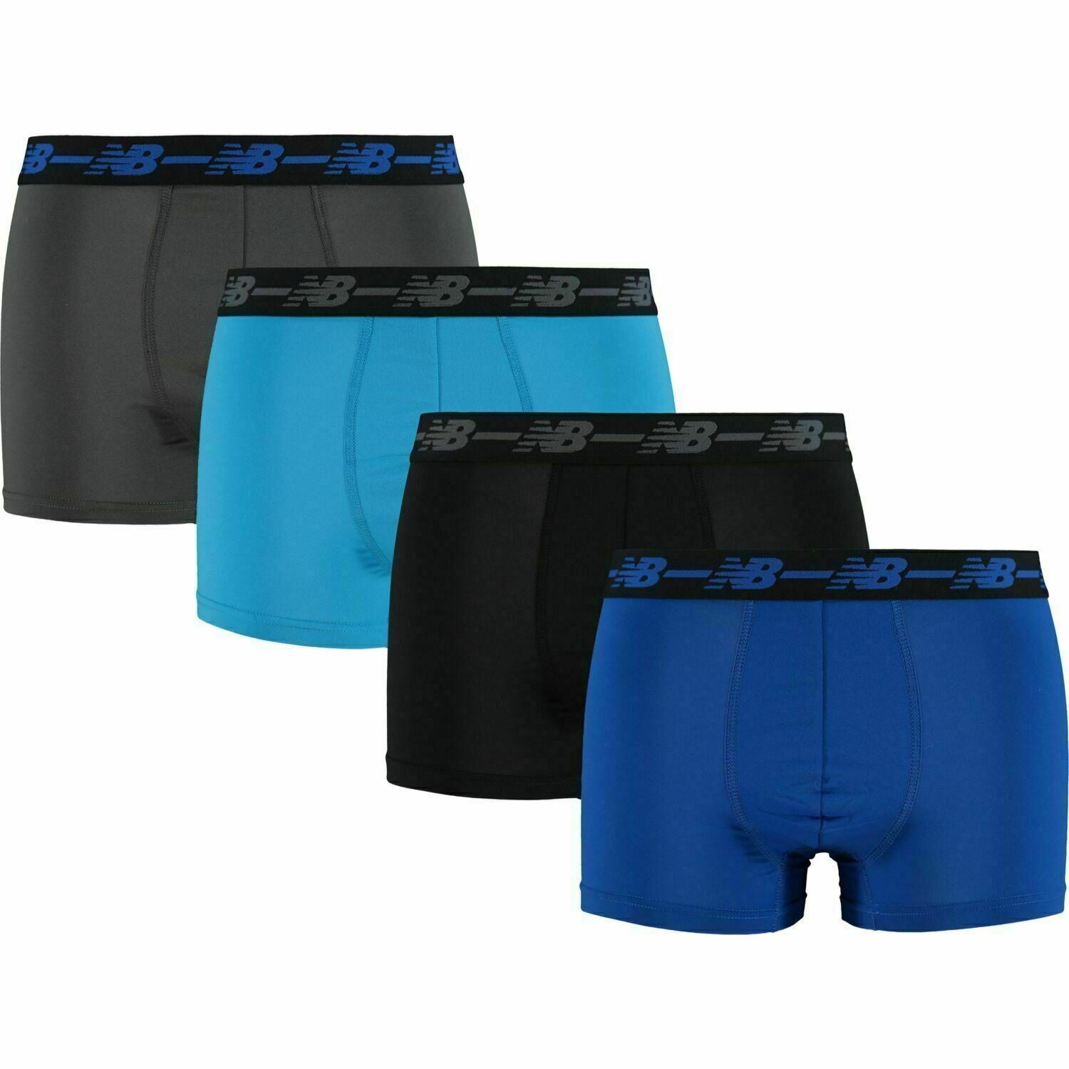 NEW BALANCE Men's 4-Pack Premium Performance Boxer Trunks, Multicoloured, size S