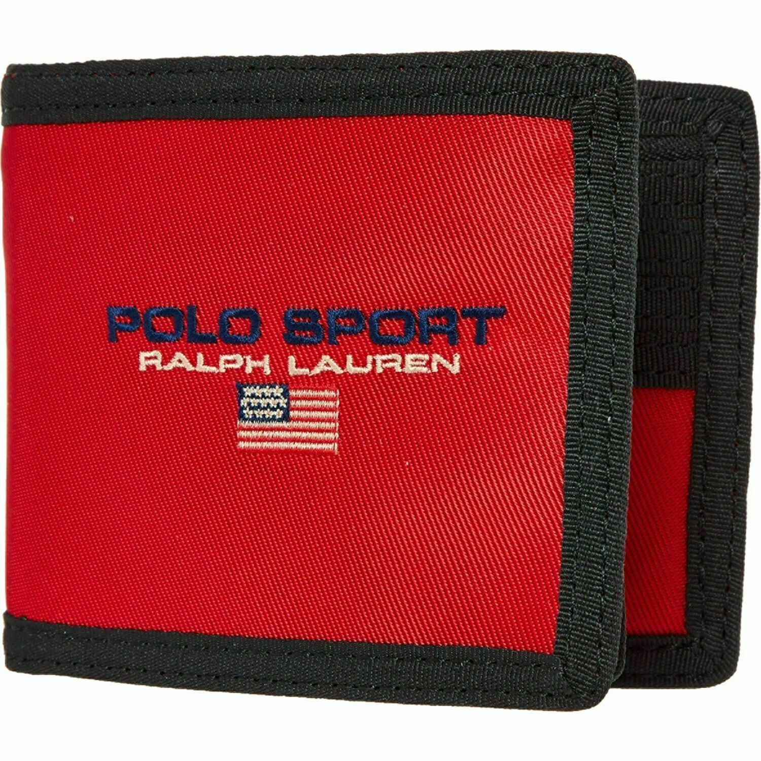 POLO RALPH LAUREN Men's Sport Red/Back Logo Flag Nylon Bifold Wallet